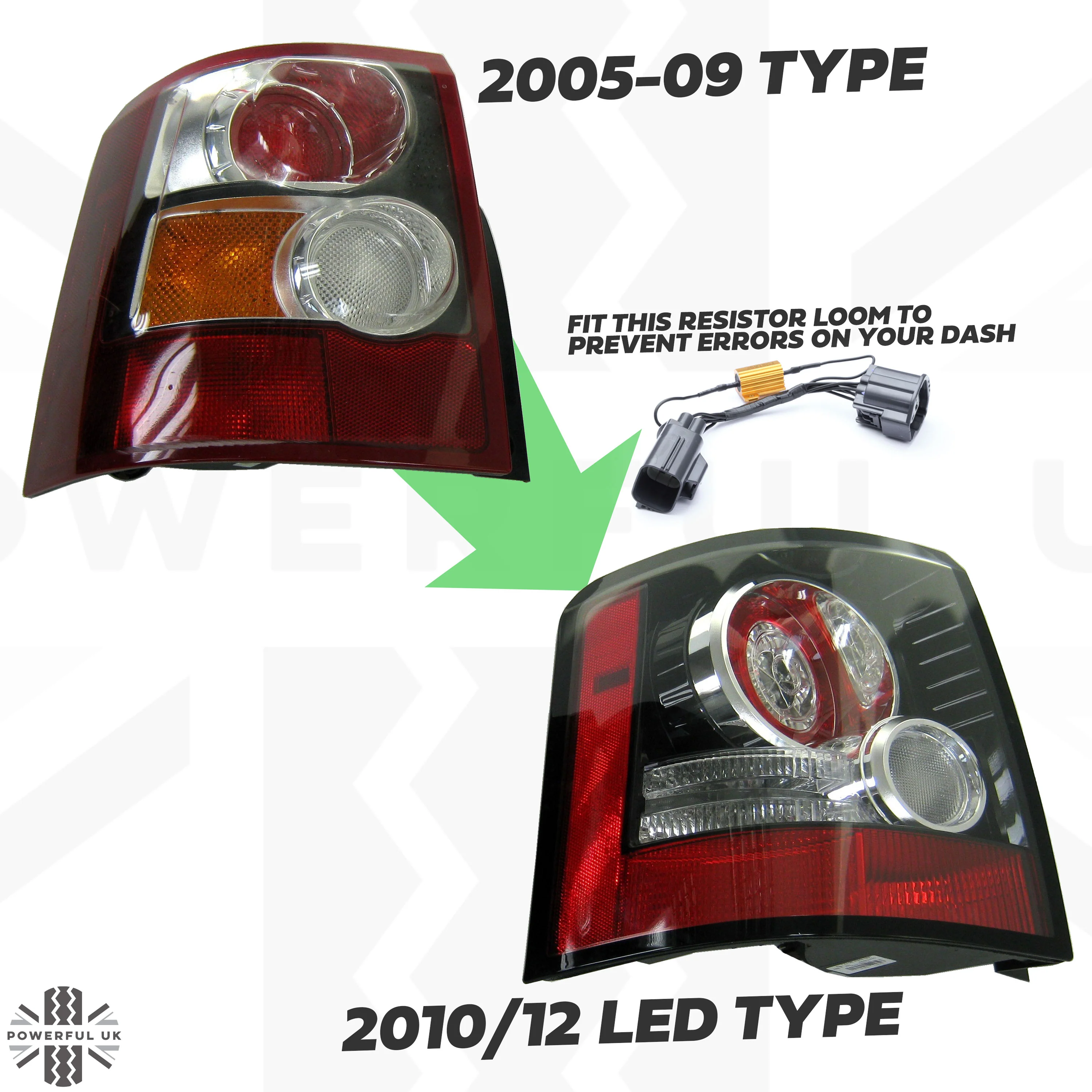 2012 Spec Rear LED Light Kit (includes reisistor looms) for Range Rover Sport L320 2005-09 - Aftermarket - Image 3