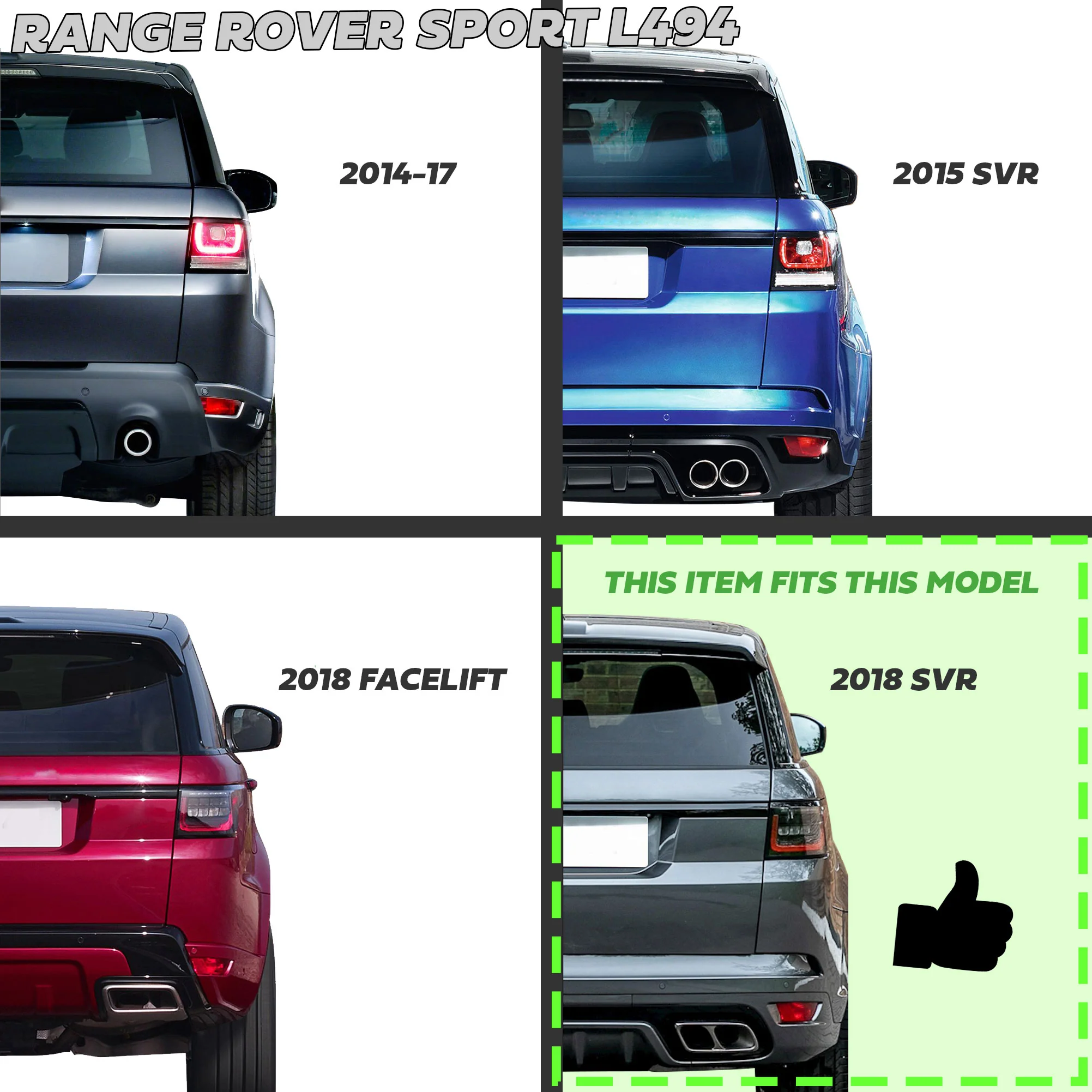 '2018 SVR' Style Rear Bumper for Range Rover Sport L494 - Image 10