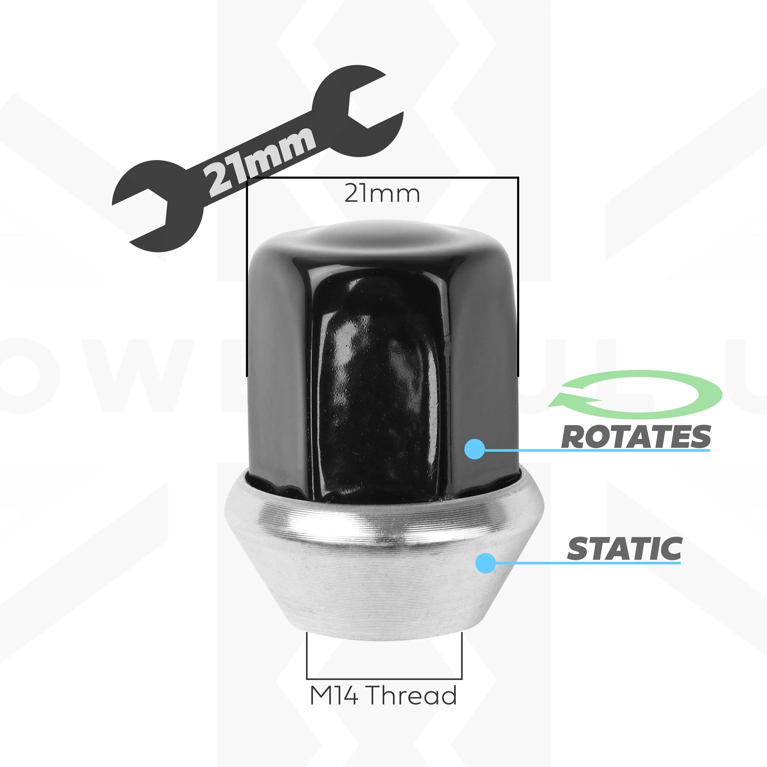 20x Black Alloy Wheel Nuts for Range Rover Velar - Image 3