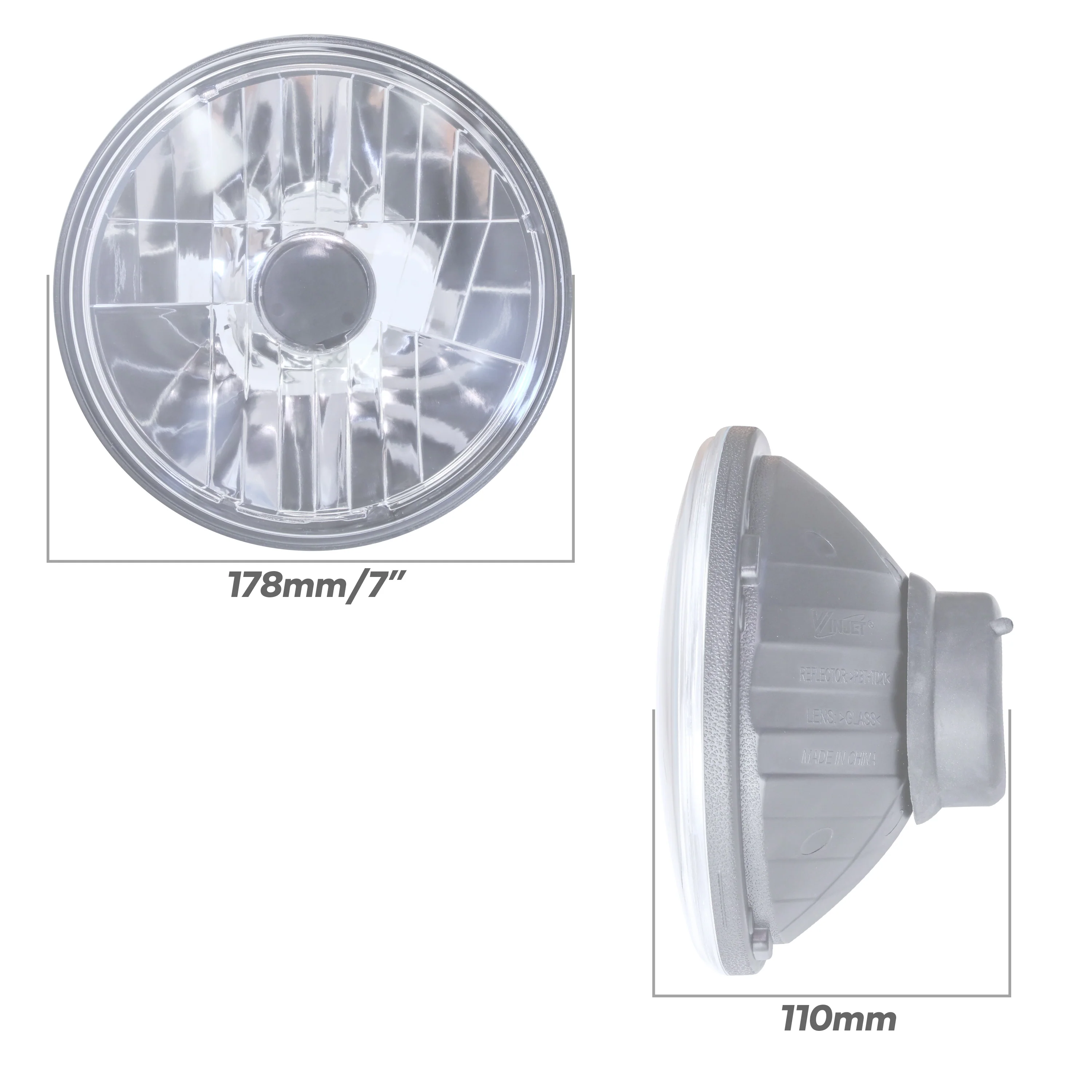2x 7" Headlights (Glass Lens) - RHD - for Land Rover Classic Defender - Image 4
