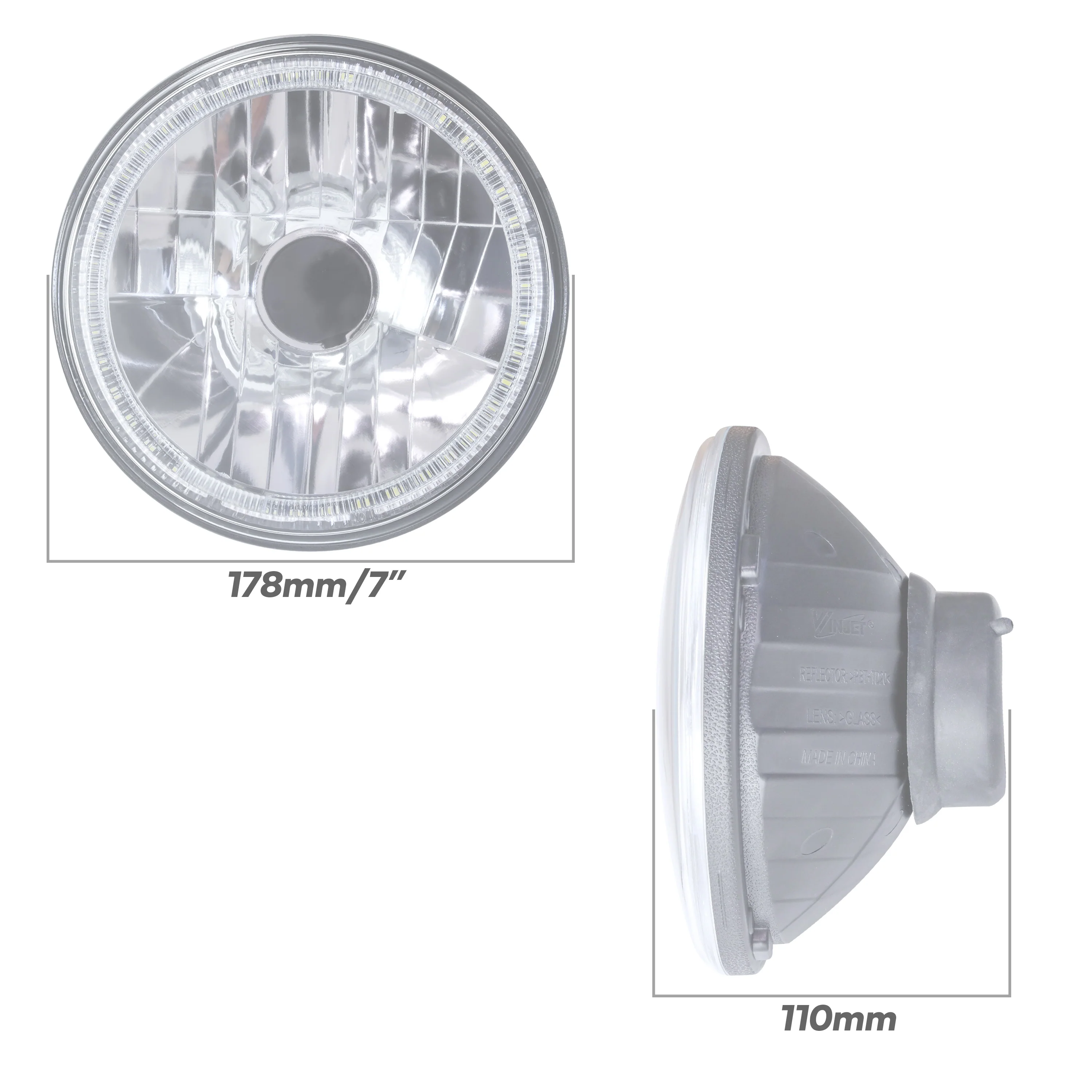 2x 7" Headlights with Angel Eye - RHD - for Land Rover Classic Defender - Image 11
