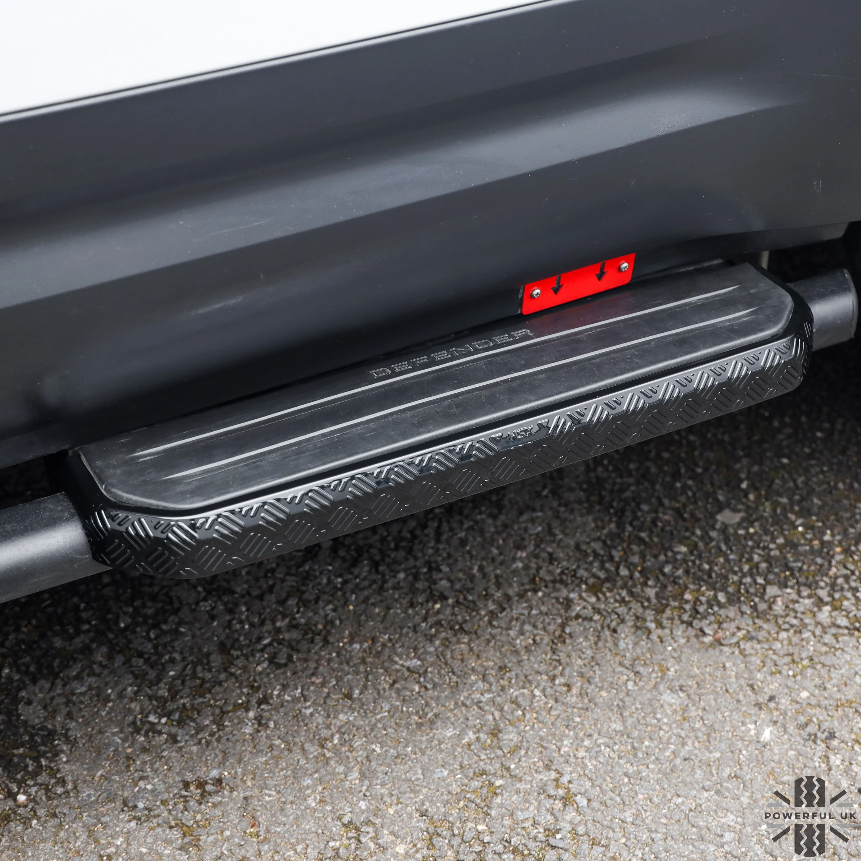 2x Chequer Plate Side Step Covers for Land Rover Defender L663 (90) - Gloss Black - Image 3