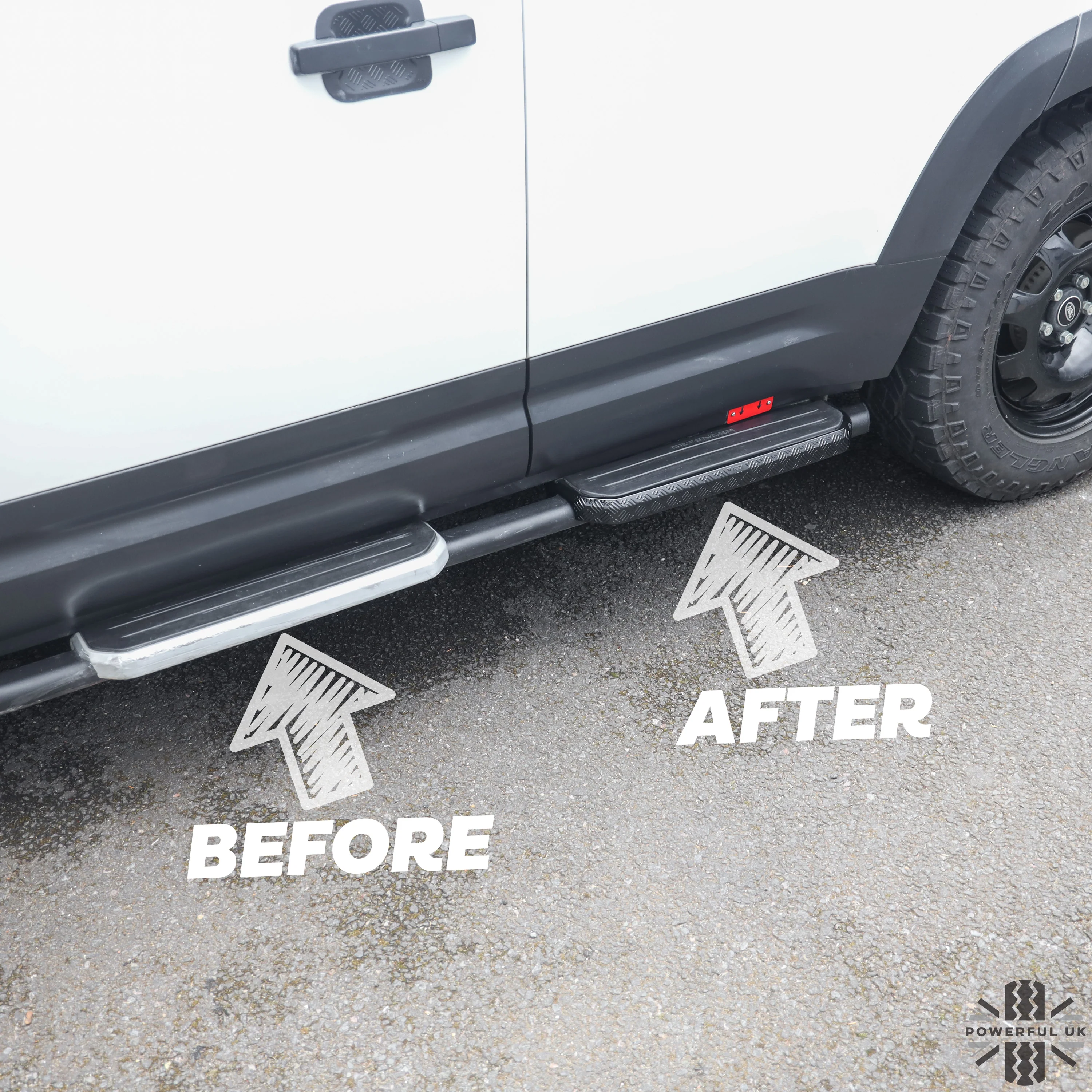 2x Chequer Plate Side Step Covers for Land Rover Defender L663 (90) - Gloss Black - Image 6