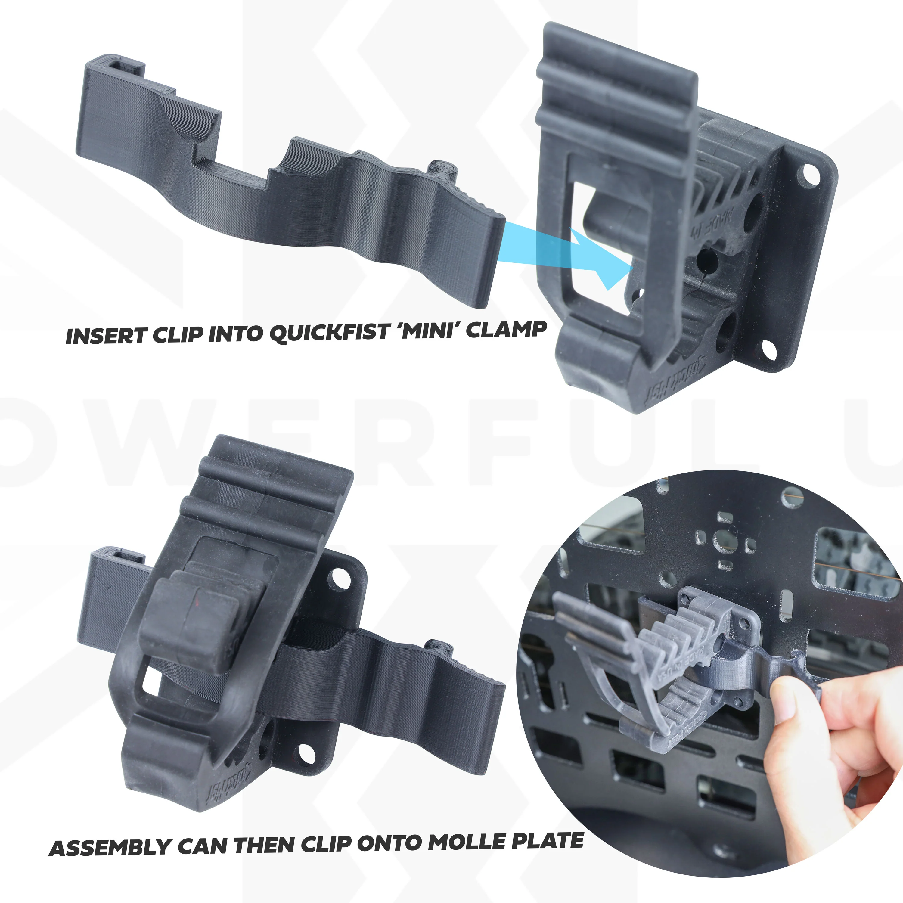 2x QuickFist Mini Clamps + 2x Molle Plate Mounting Clips - Image 3