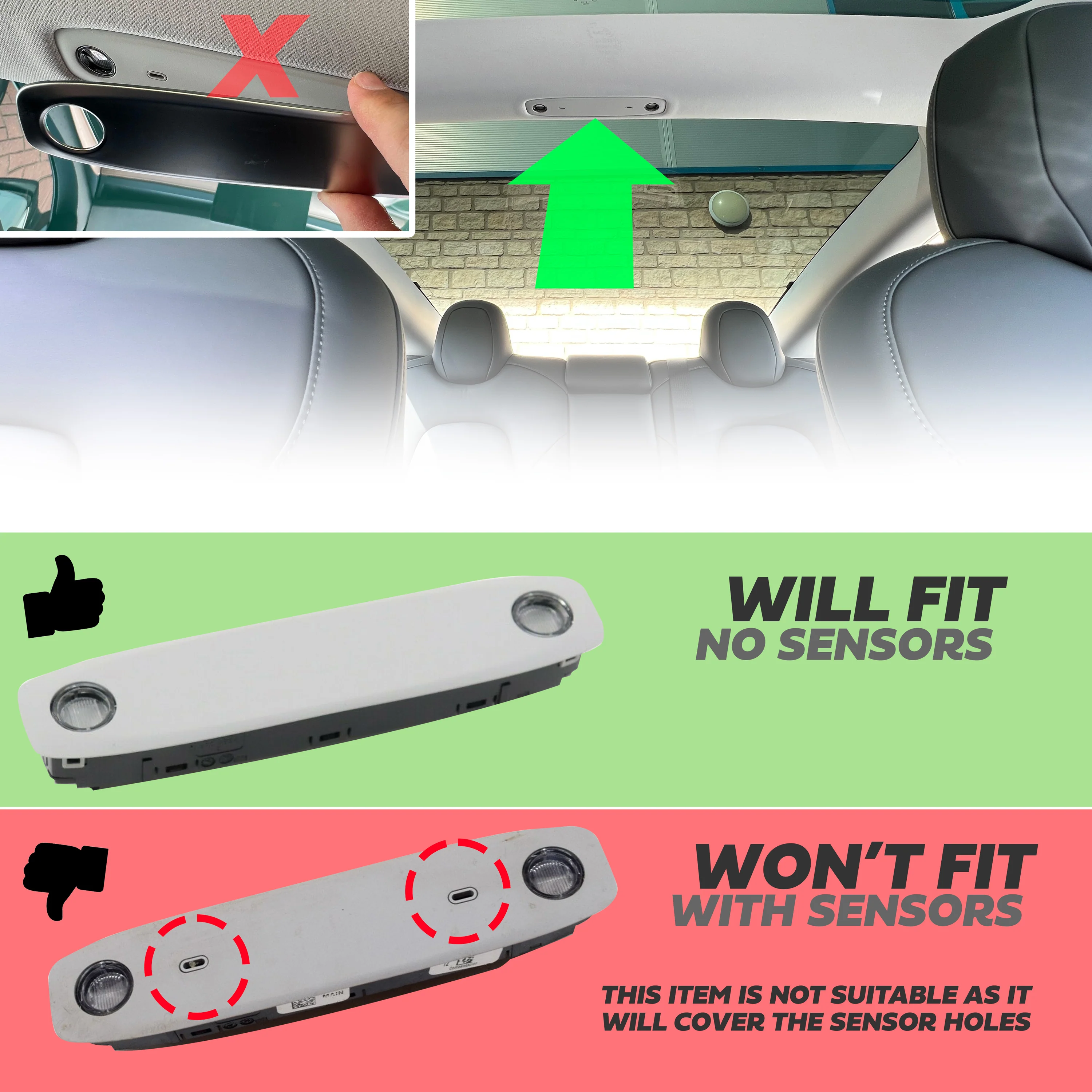 2x Roof Light Covers in Silver for Tesla Model 3 - Image 11