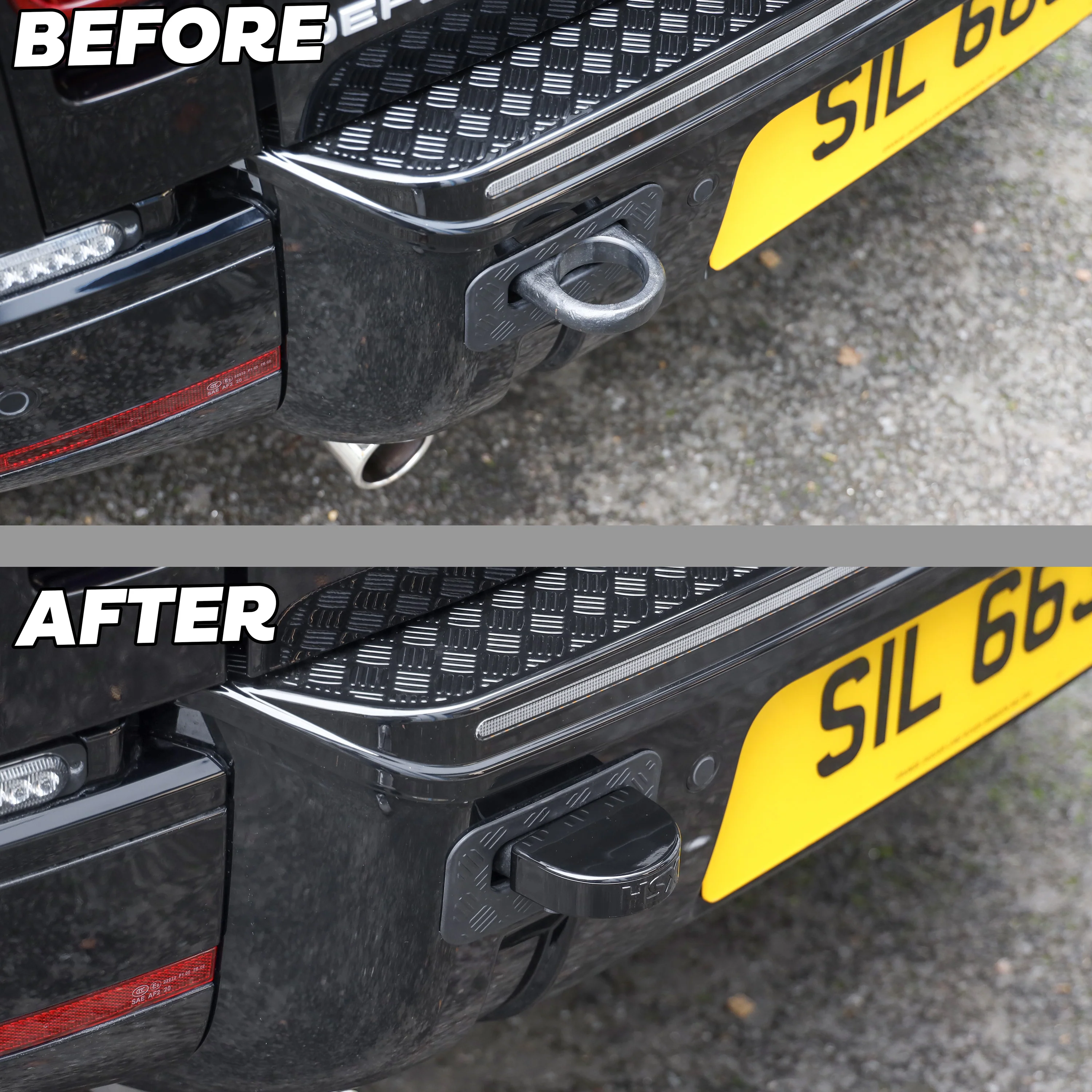 2x Tow Eye Bungs for Land Rover Defender L663 - Smooth Top - Gloss Black - Image 7
