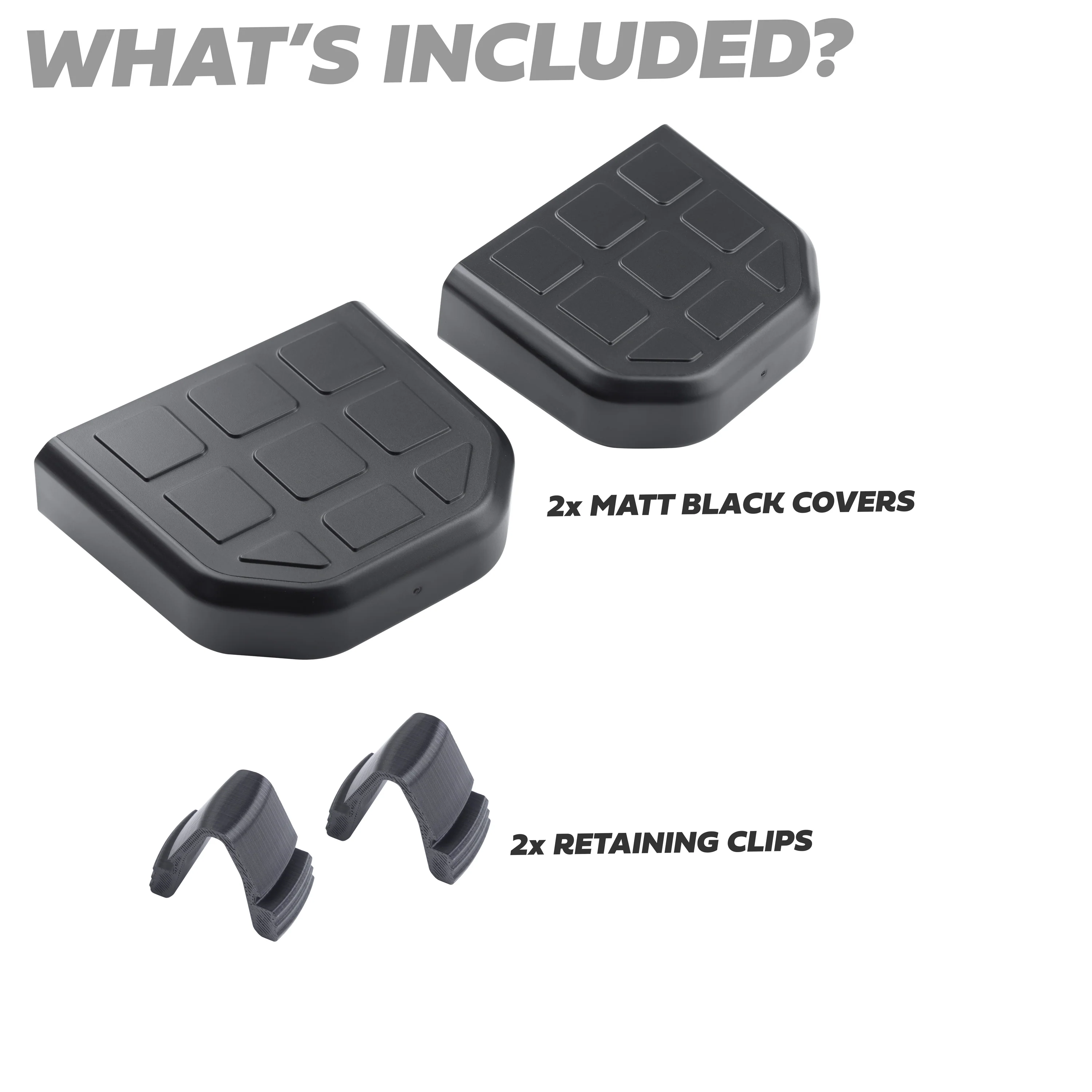 2x Tow Eye Covers for Land Rover Defender L663 - Square Patterned Top - Matt Black - Image 4