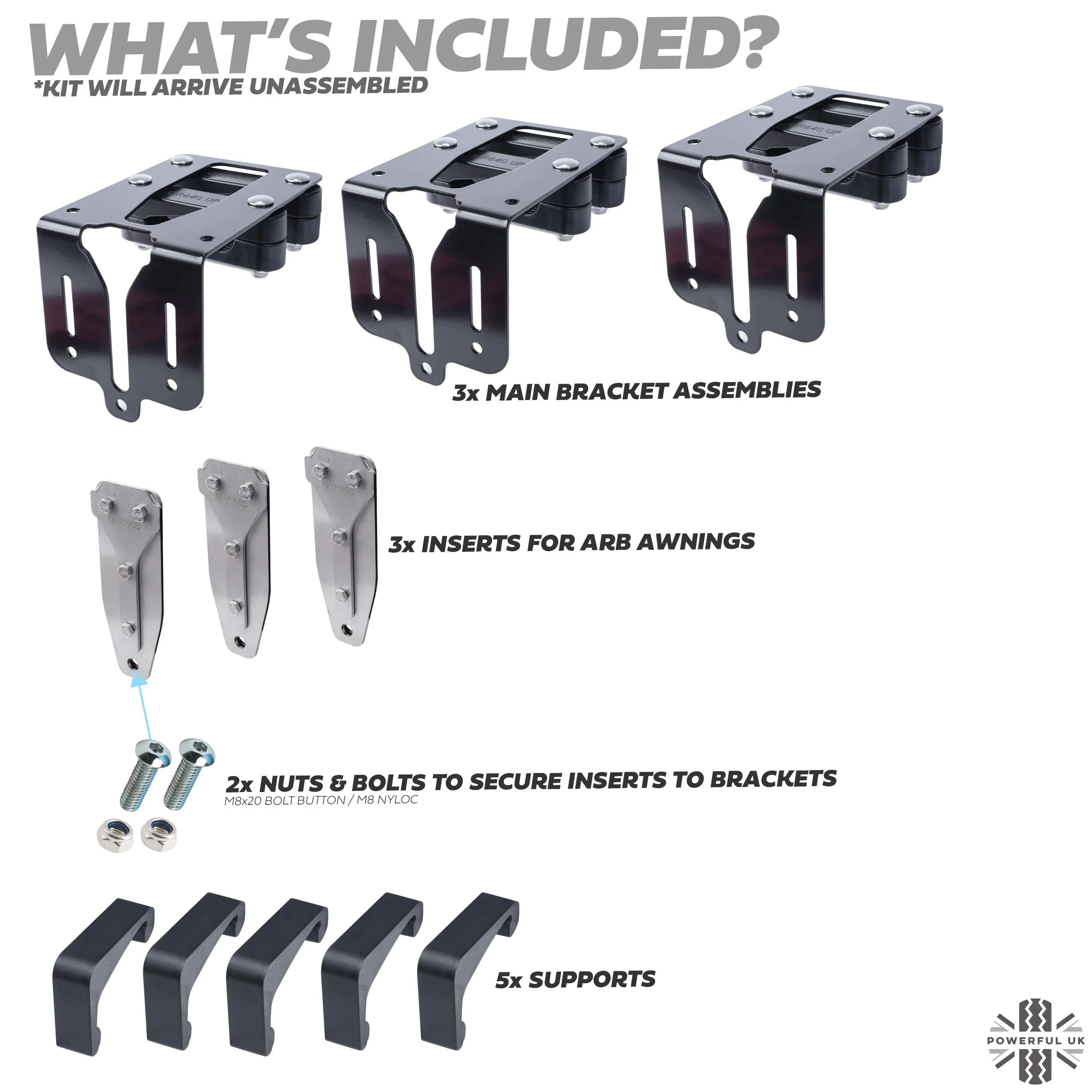 3pc Awning Quick Release Mount Kit for Land Rover Defender L663 - for ARB - Image 3
