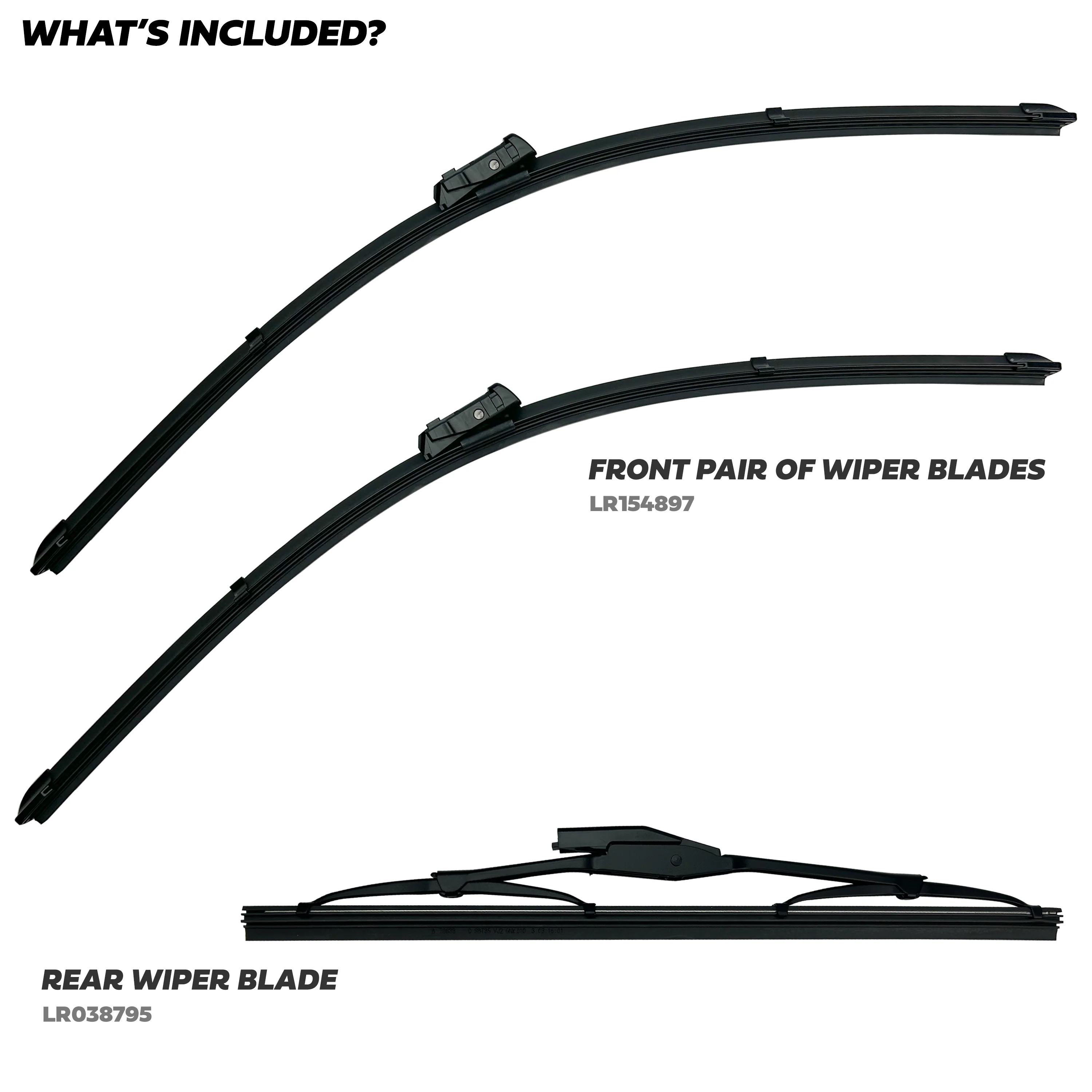 3pc Windscreen Wiper Blade Kit for Range Rover Evoque - Genuine - Image 2
