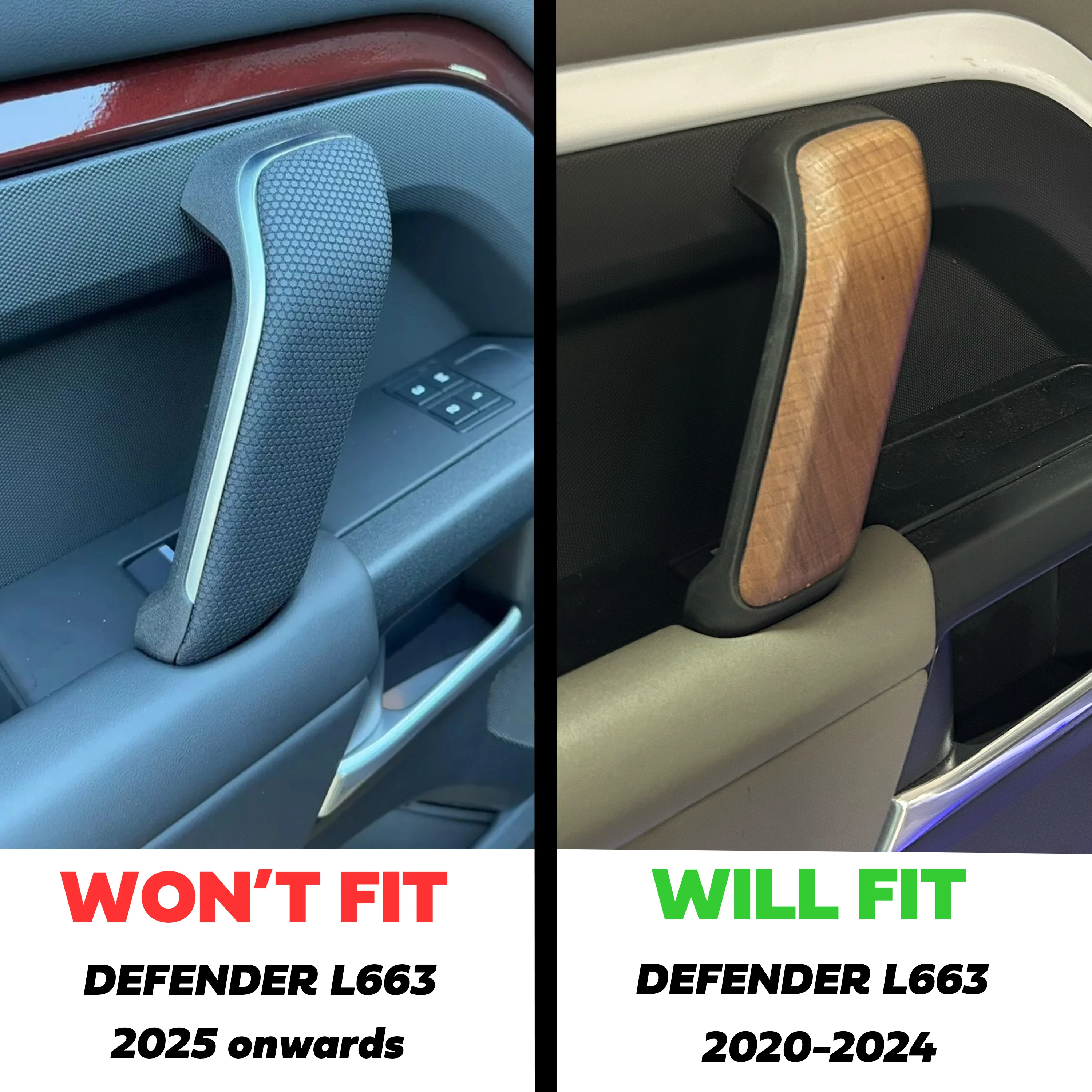 3pc Interior Door Pull Finishers (Genuine) in Walnut for Defender L663 110/130 - RHD - Image 5