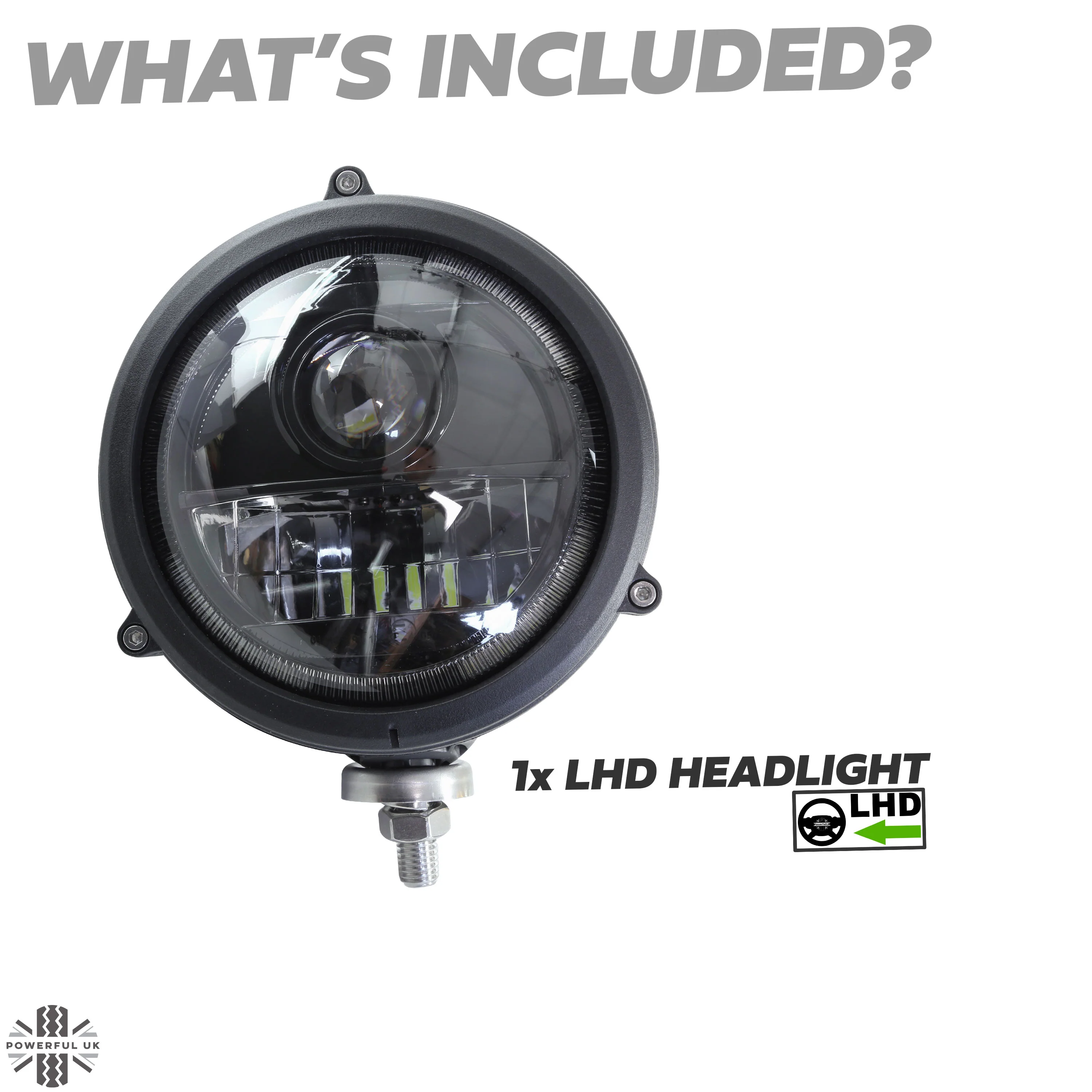 6" LED Bottom Mount Round Headlight with DRL - LHD - Single Lamp - Image 6
