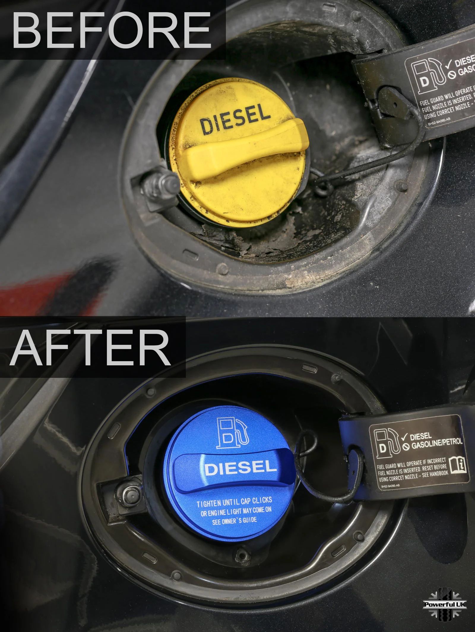 Alloy Fuel Filler Cap Cover for Jaguar - Diesel - Blue - Image 2