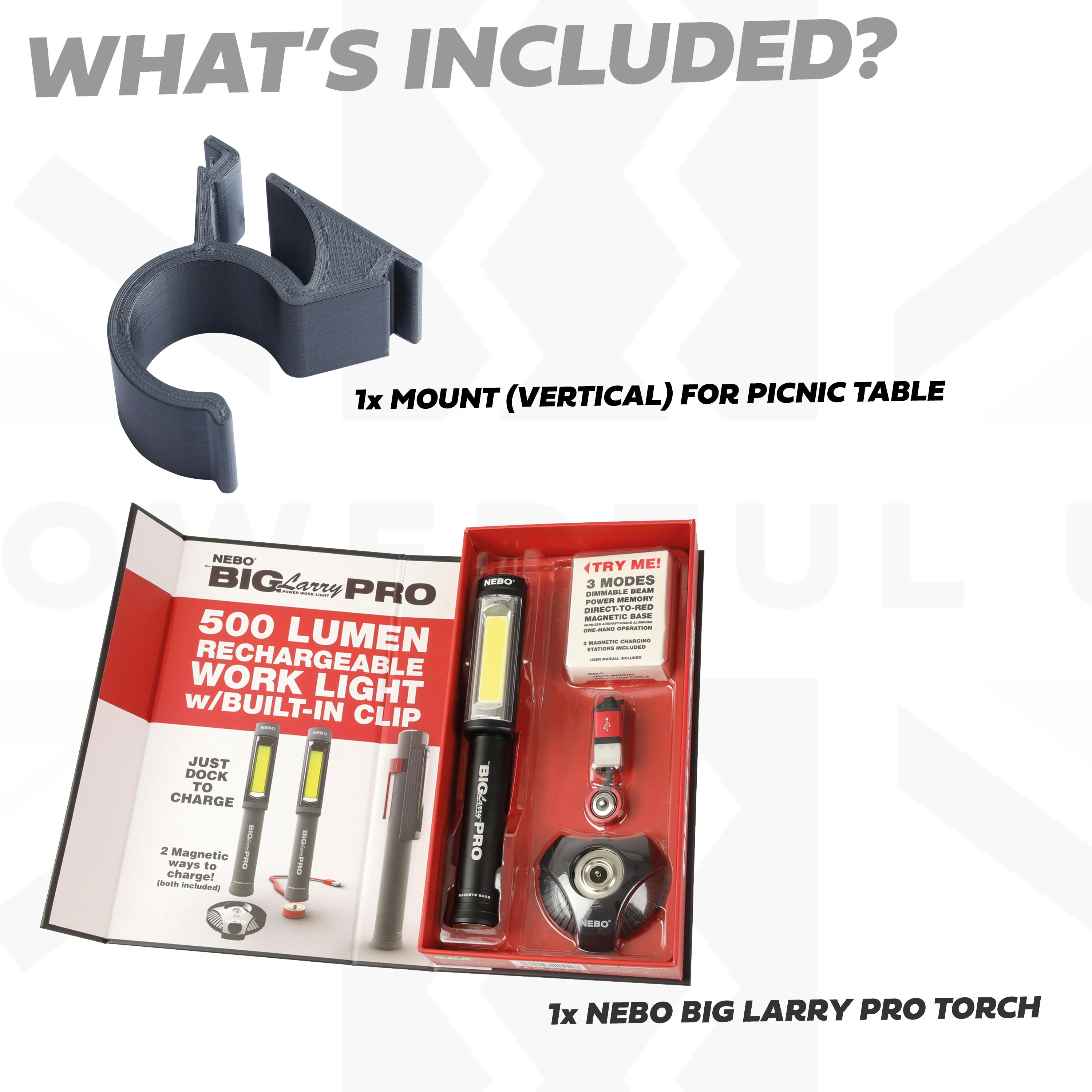 'Big Larry Pro' Torch + Mount Kit for Folding Picnic Table for Land Rover Defender L663 - Vertical - Image 3