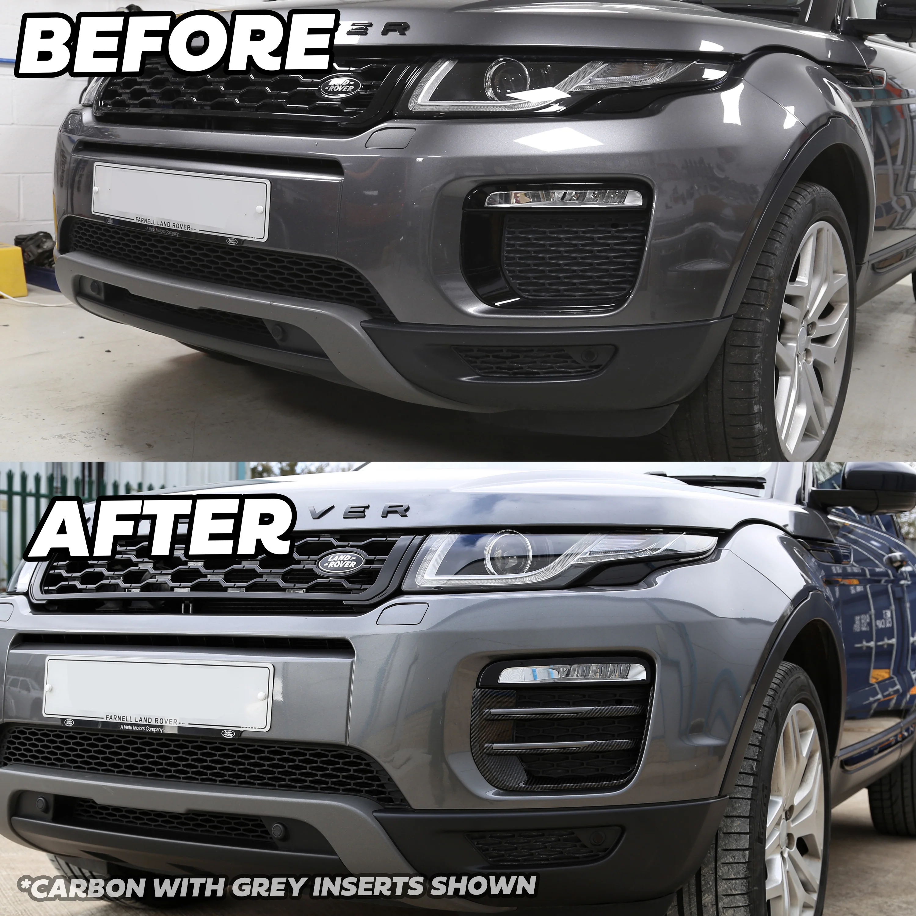 Black Front fog Surrounds wih Copper Inserts for Range Rover Evoque SE & HSE (2016-19) - Image 9