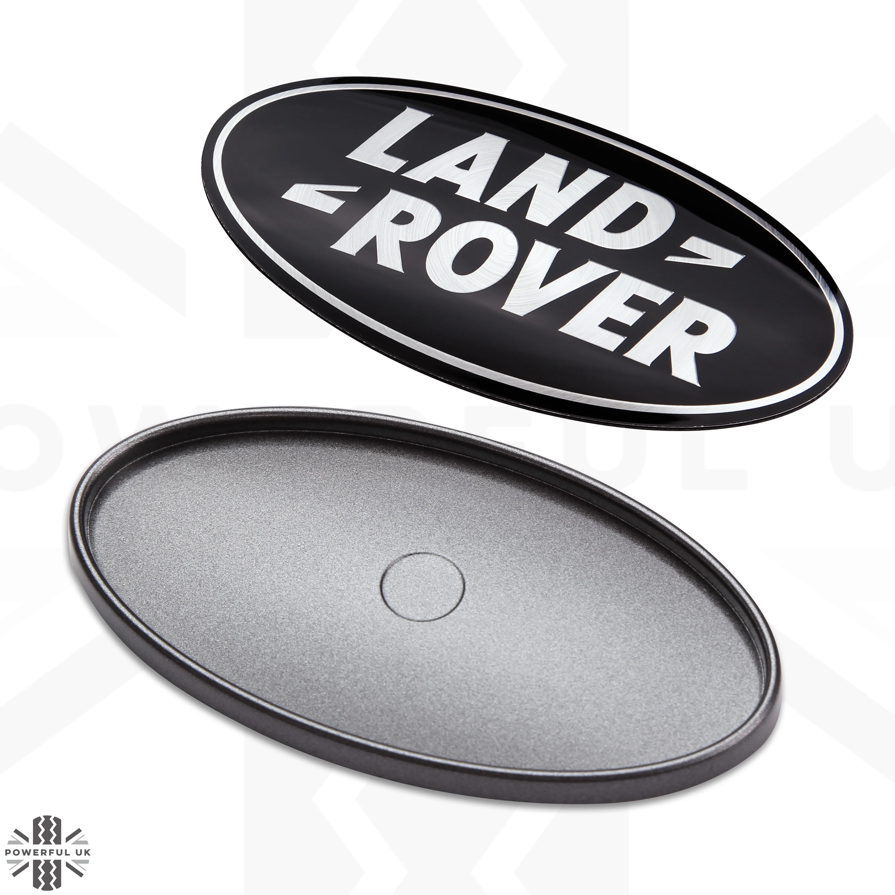 Black & Silver Badge on Corris Grey Plinth for Land Rover Defender L663 - Image 4