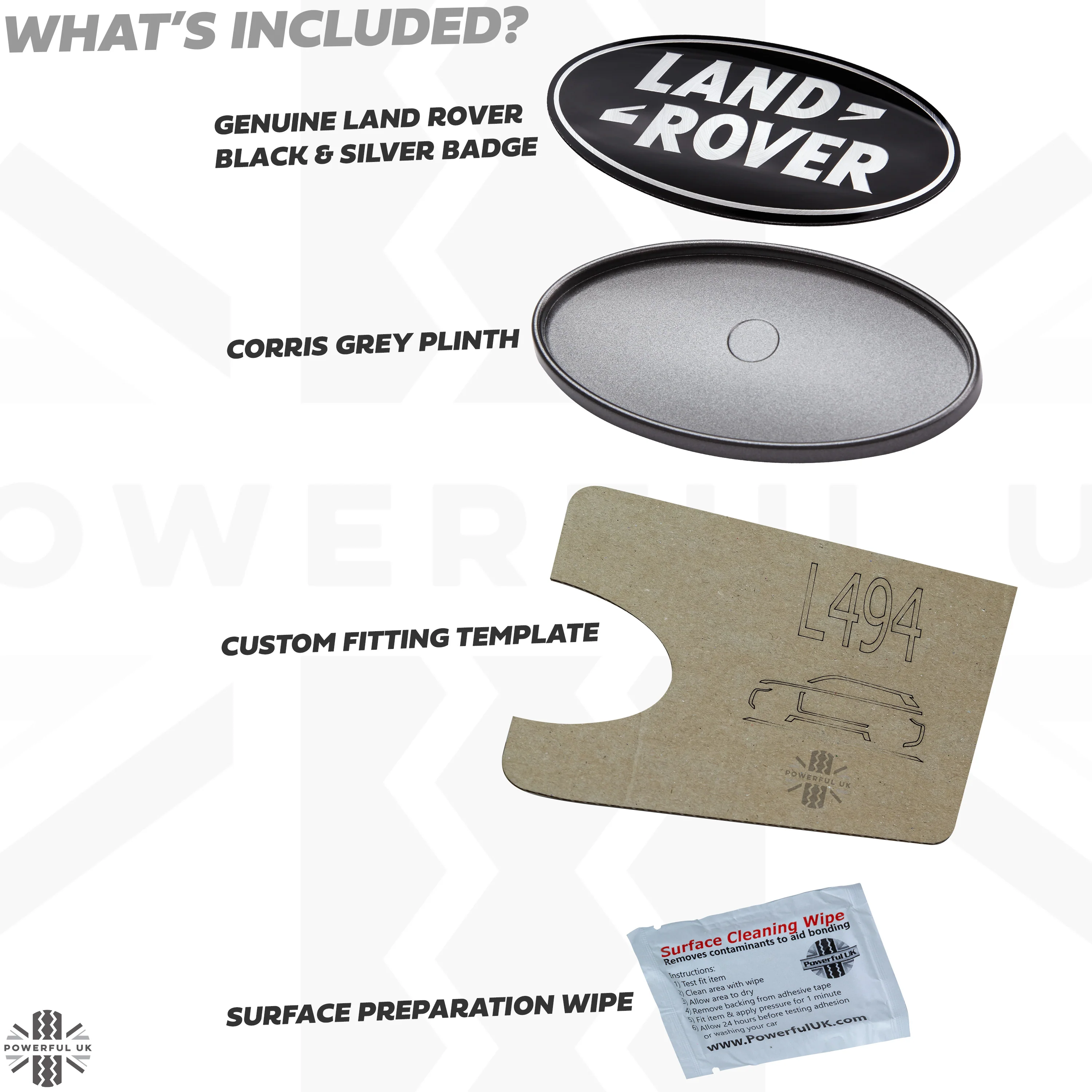 Black & Silver Badge on Corris Grey Plinth for Range Rover Sport L494 - Image 3