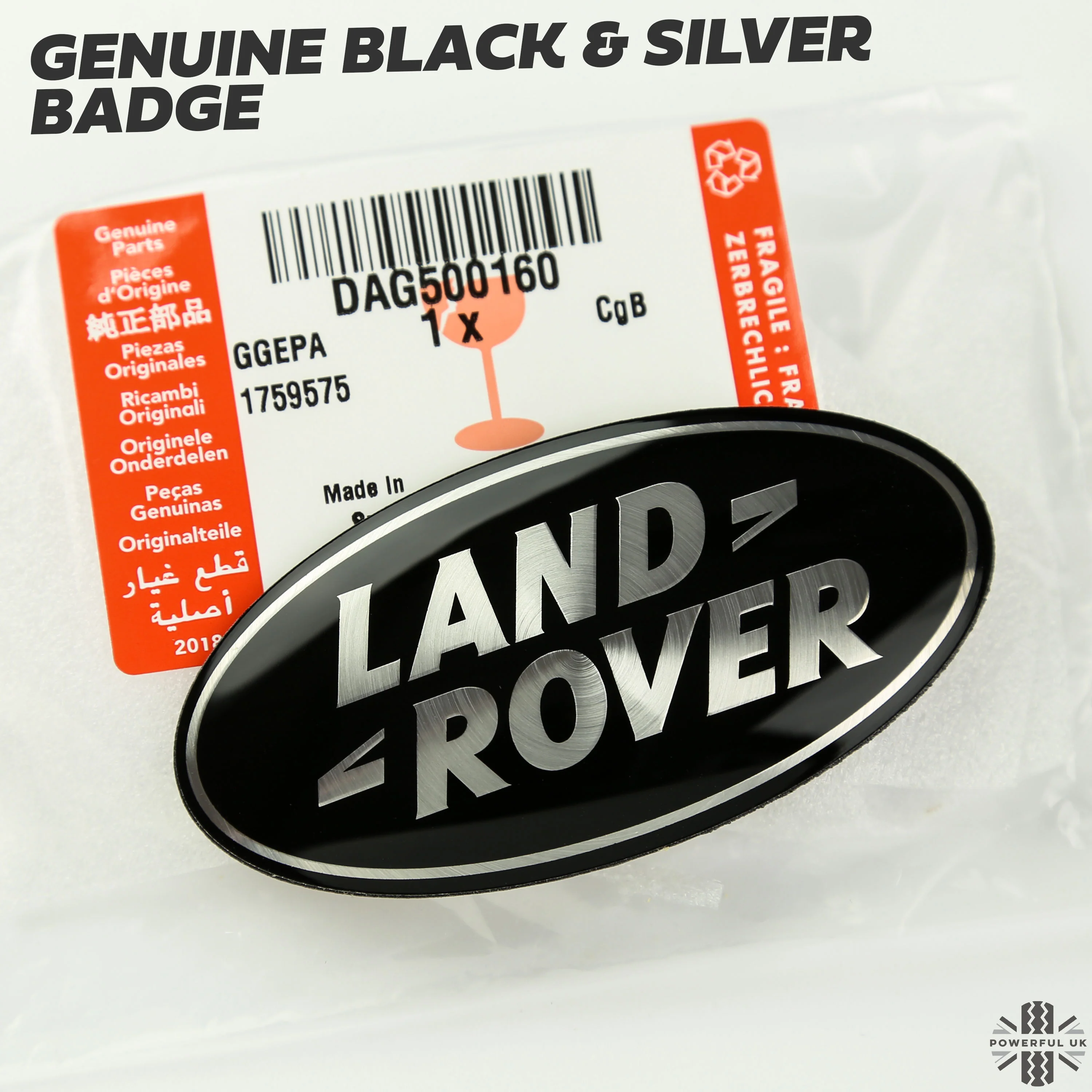 Black & Silver Badge on Silver Sloped Plinth for Land Rover Discovery 5 - Image 5