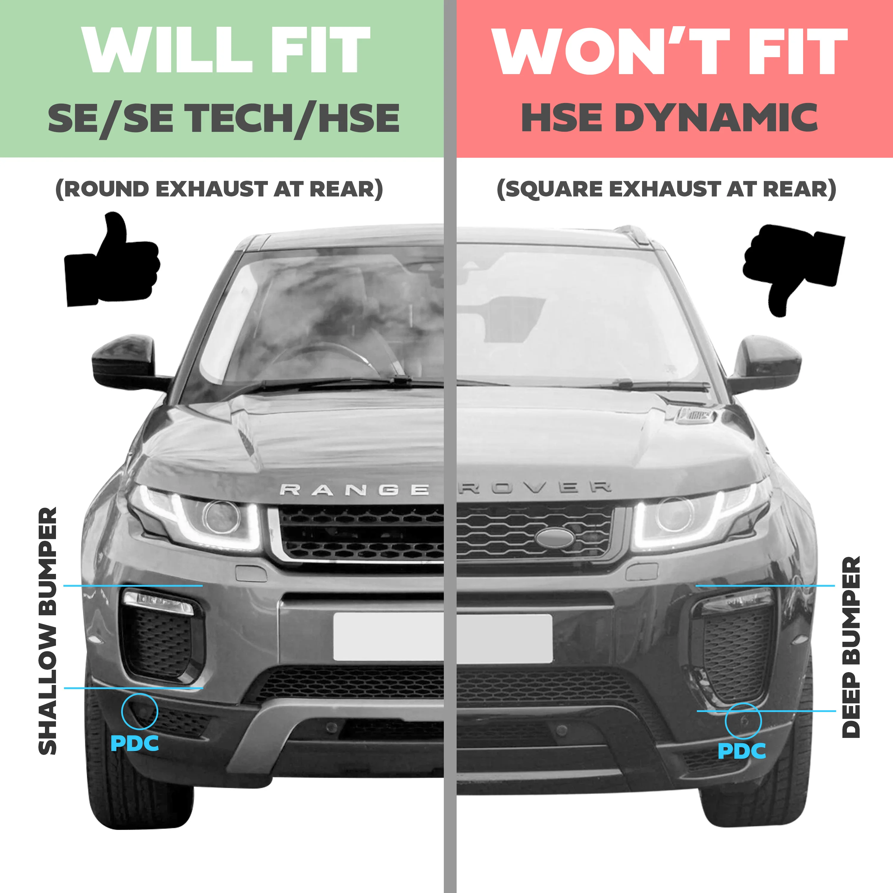 Carbon Fibre Effect Front fog Surrounds wih Silver Inserts for Range Rover Evoque SE & HSE (2016-19) - Image 10