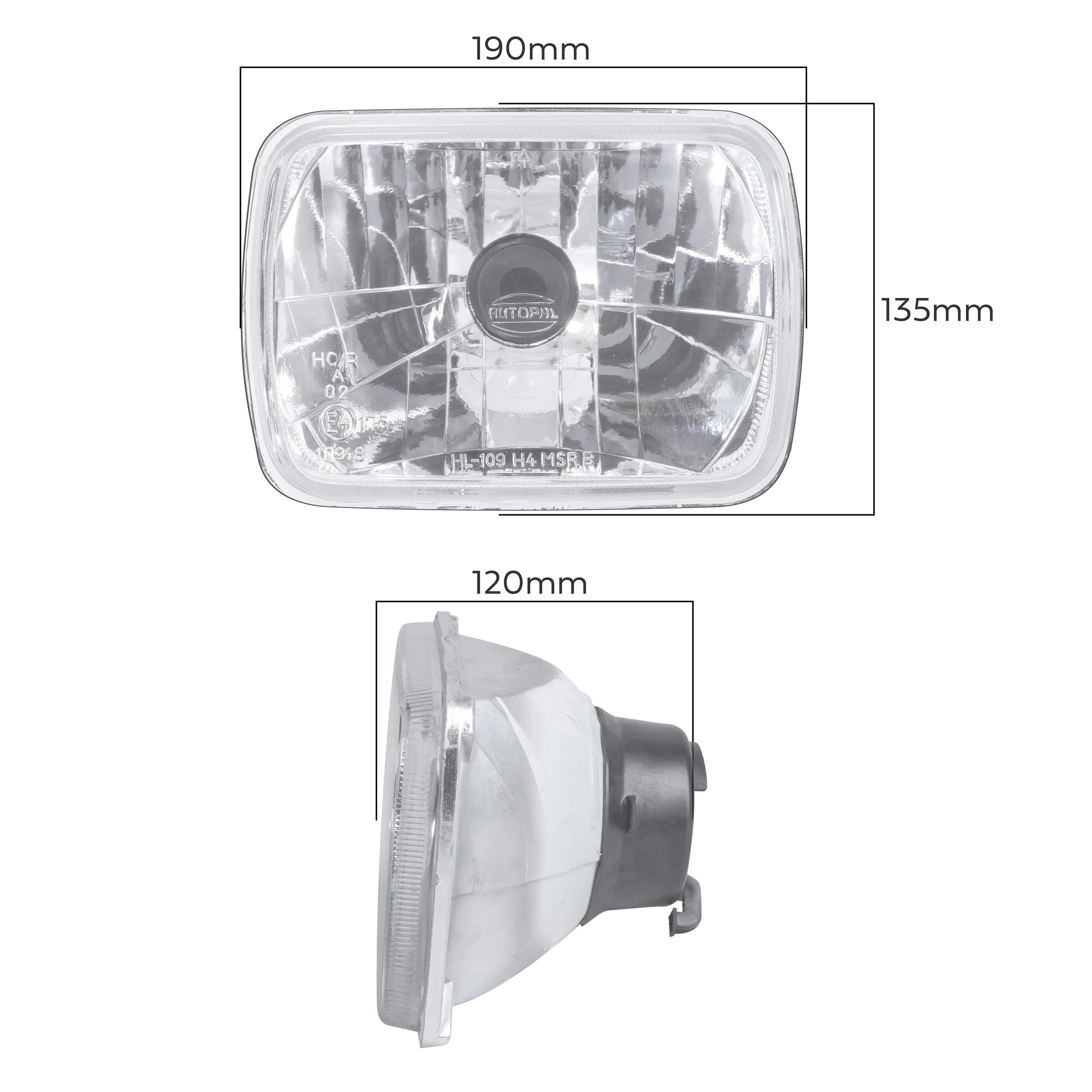 Crystal Square Headlights Daihatsu Fourtrak (Pair) with E Mark - RHD - Image 6