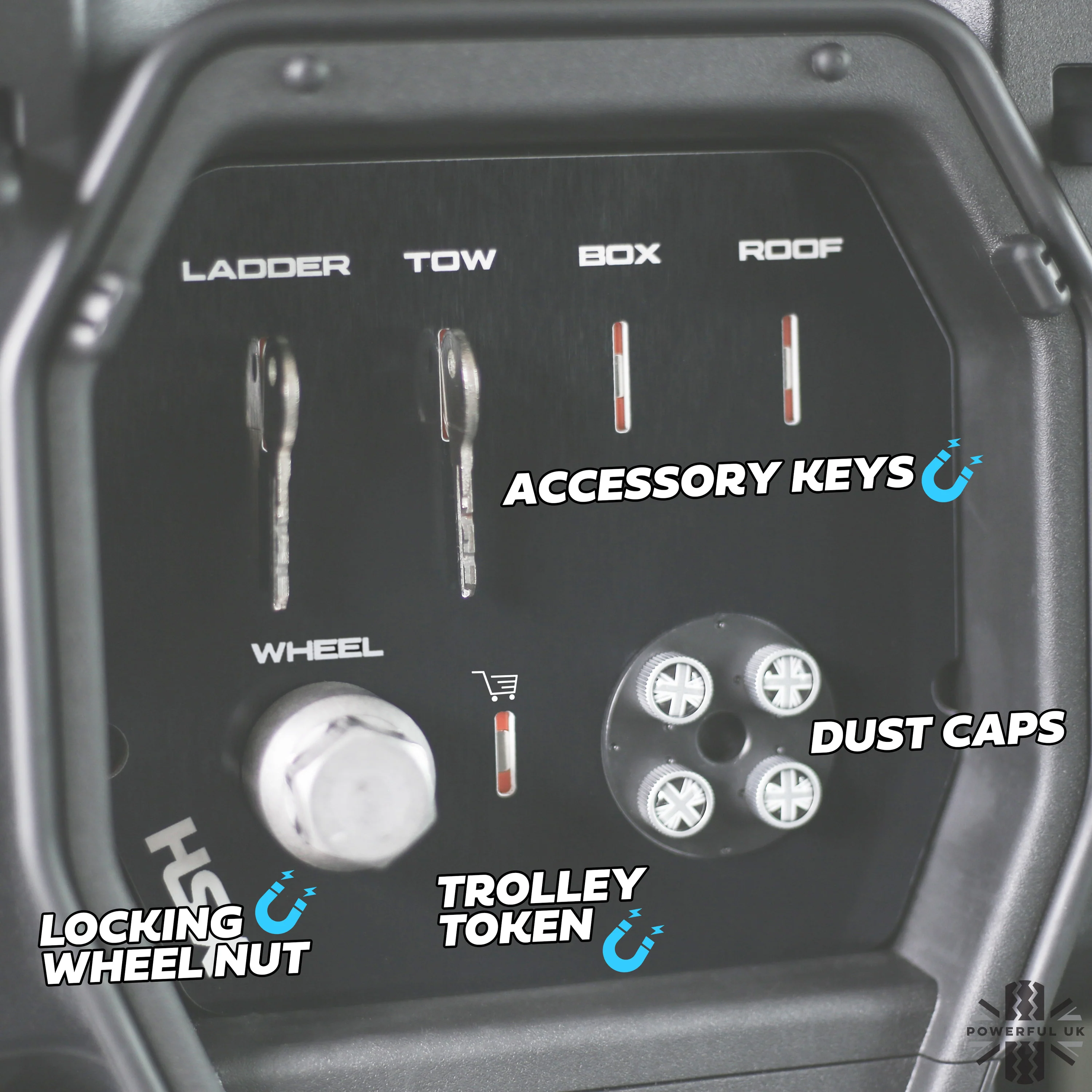 Cubby Box Key Organiser - STEEL Wheel Type - for Land Rover Defender L663 - Image 11