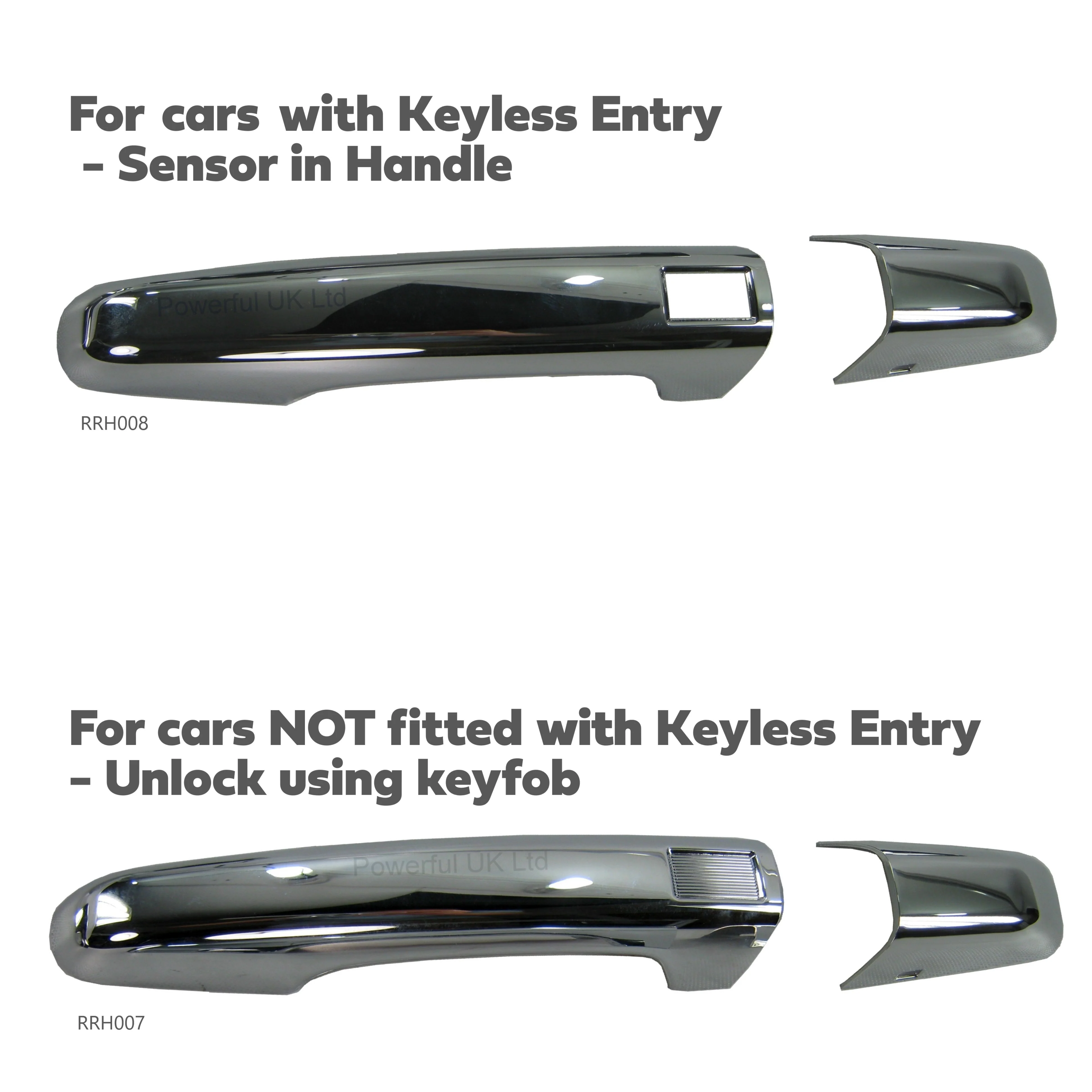 Chrome Door Handle Cover kit for Range Rover Evoque 3 door with Key Fob locking - Image 4