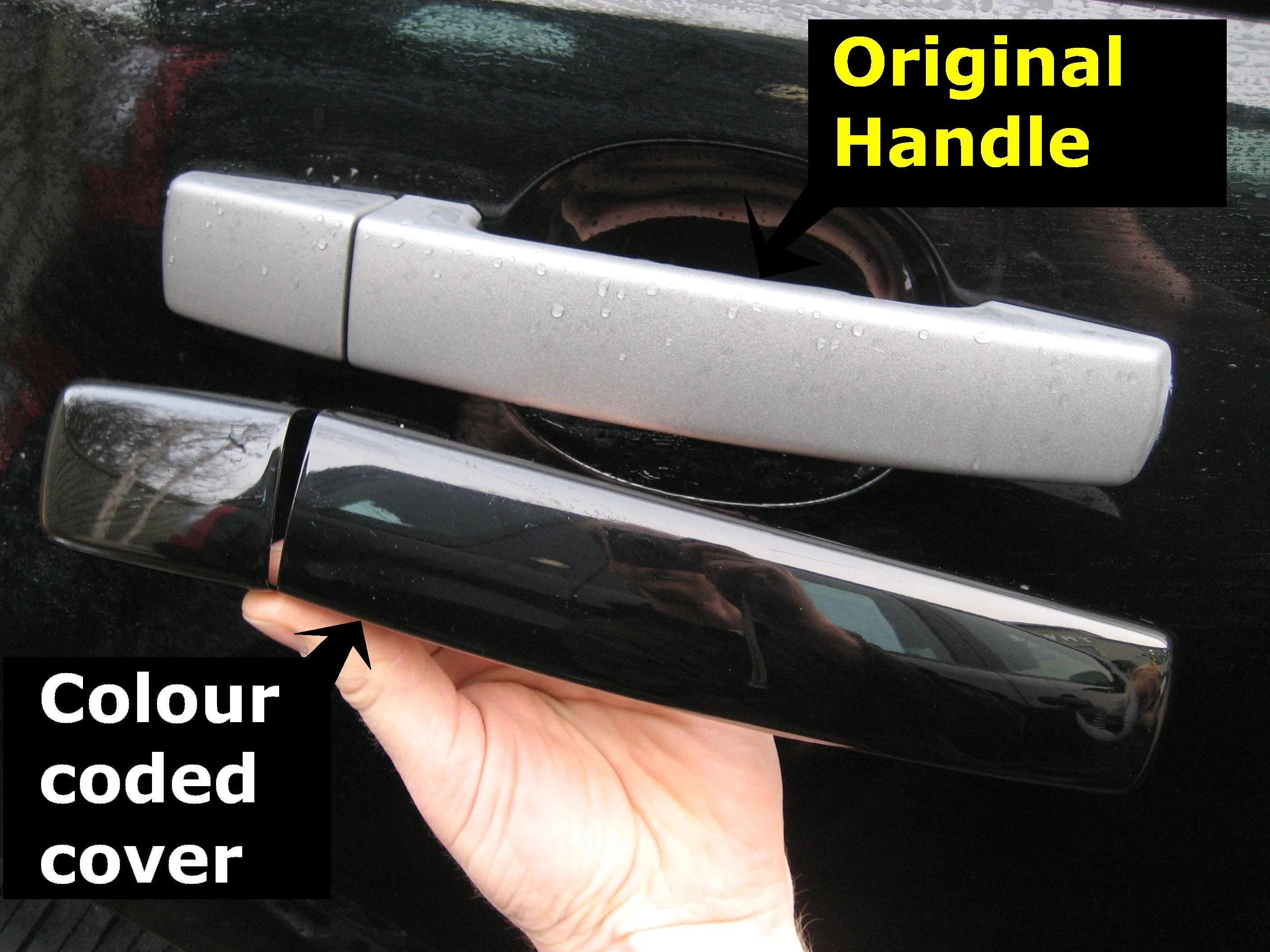 Door Handle Covers for Range Rover Sport L320 fitted with 2 pc Handles  - Java Black - Image 5