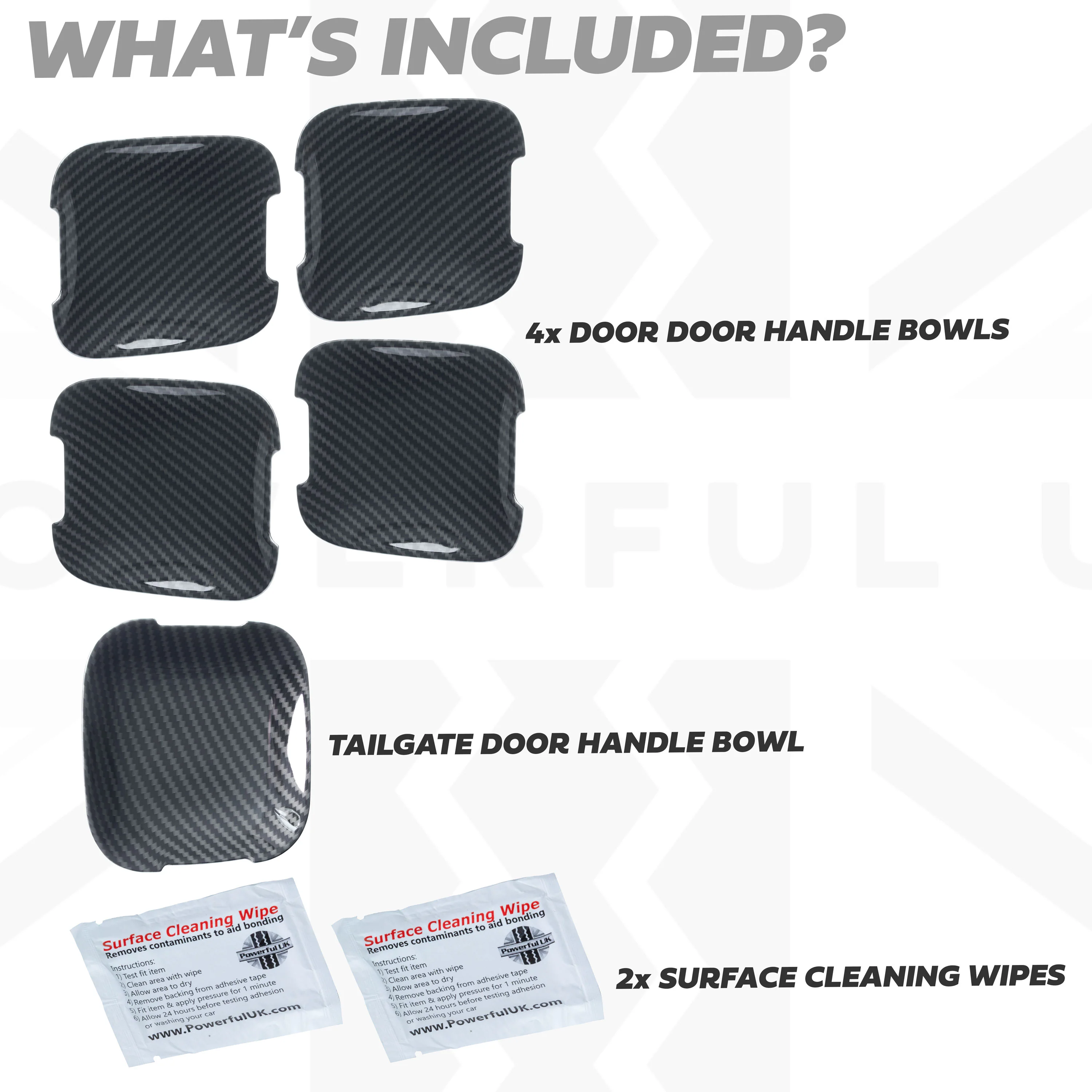 Door Handle Scuff Plates (5pc) for Land Rover Defender L663 110/130 (4 door) - Carbon Fibre - Image 3