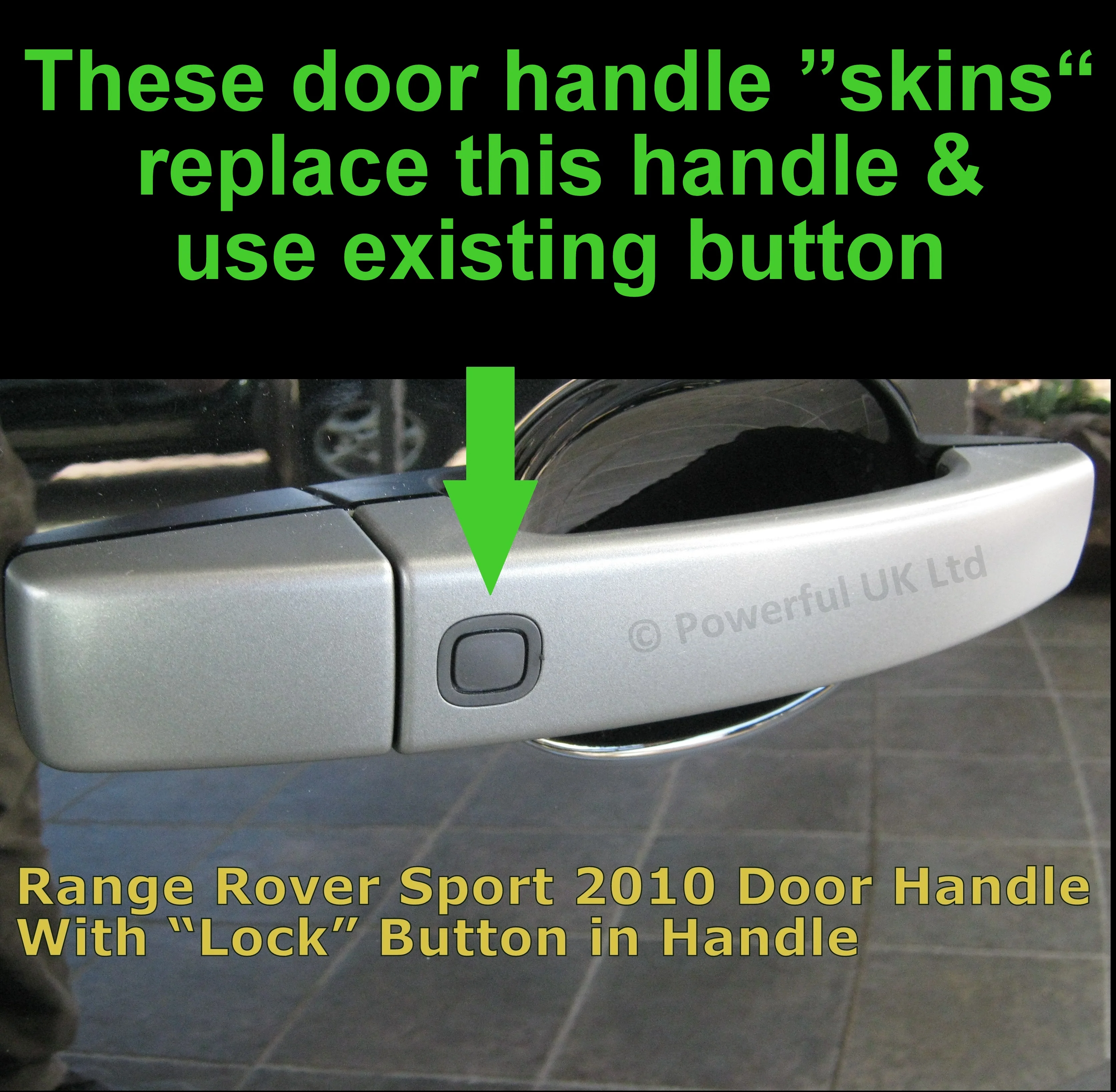 Door Handle "Skins" for Range Rover Sport L320 2010 on (with hole for button)  - Gloss Black - Image 5