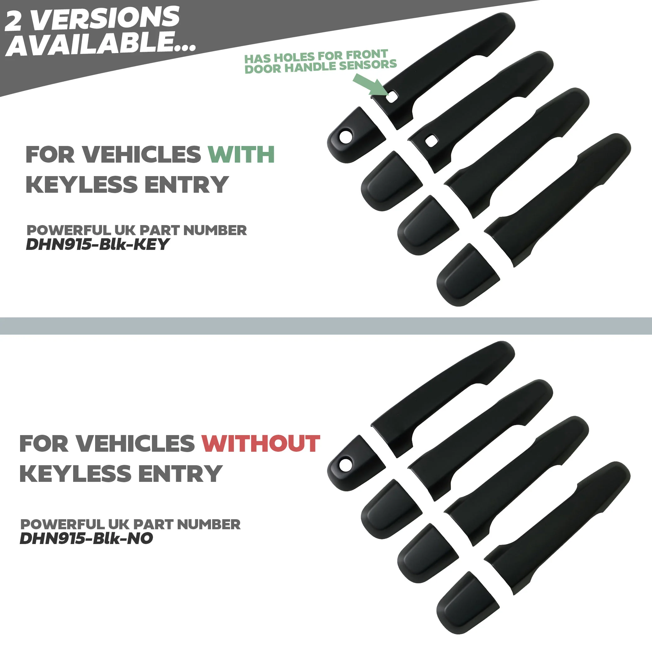 Door Handles - Satin Black (4dr) for Mitsubishi L200 2016-19 - WITH Keyless - Image 3