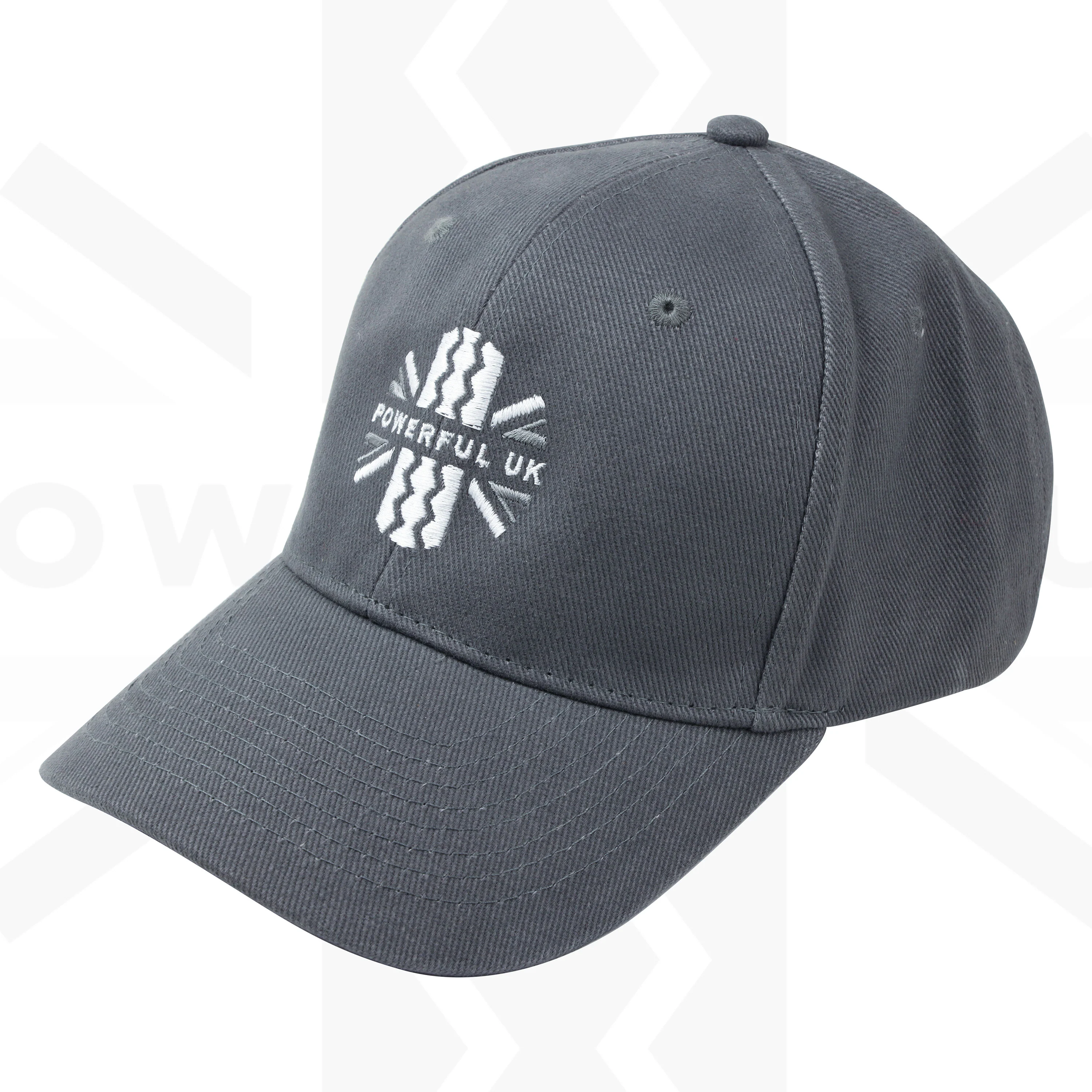 Embroidered Brushed Cotton Cap Powerful UK Ltd "Merch" - Graphite Grey - Image 4