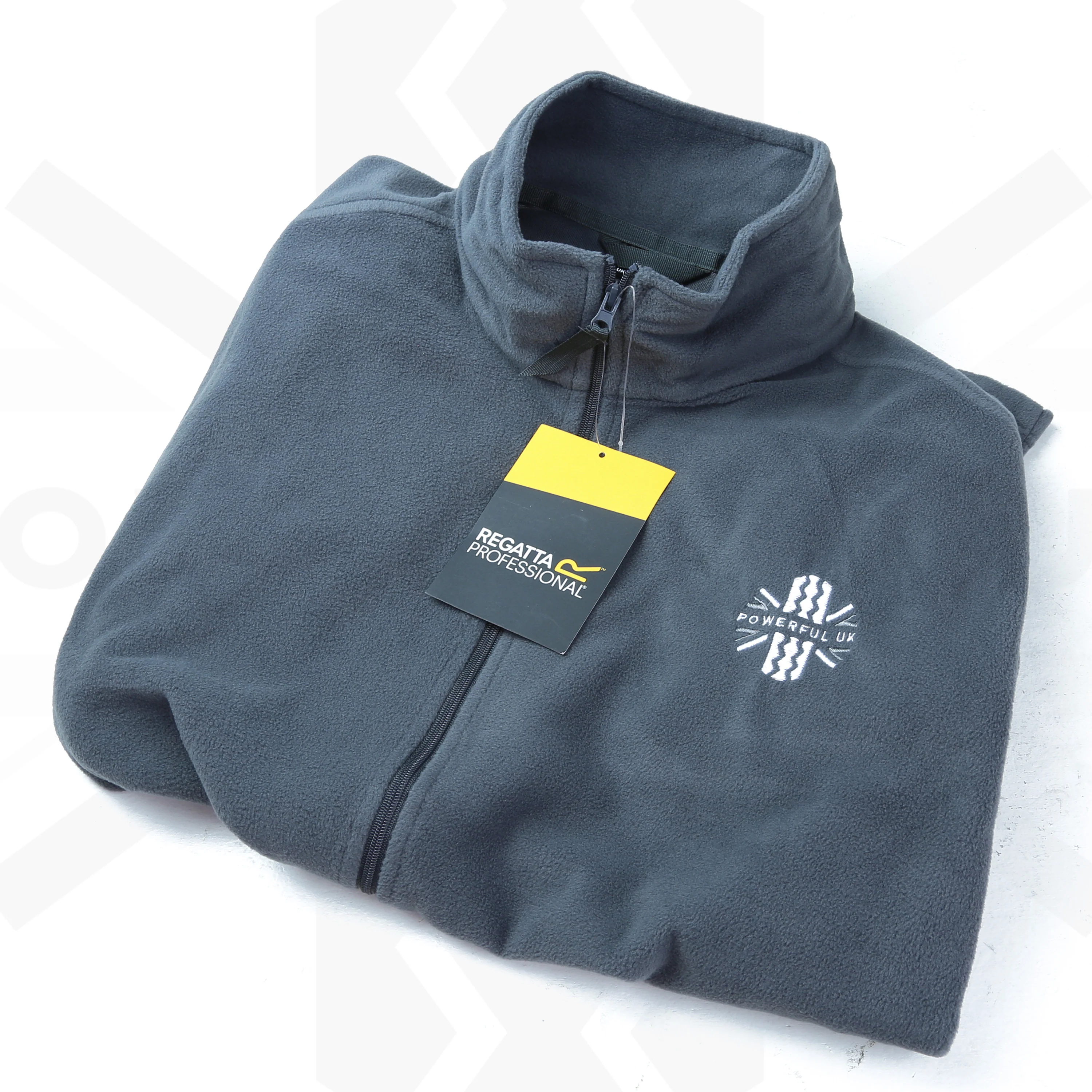 Embroidered Fleece Powerful UK Ltd "Merch" - Seal Grey - SMALL - Image 5