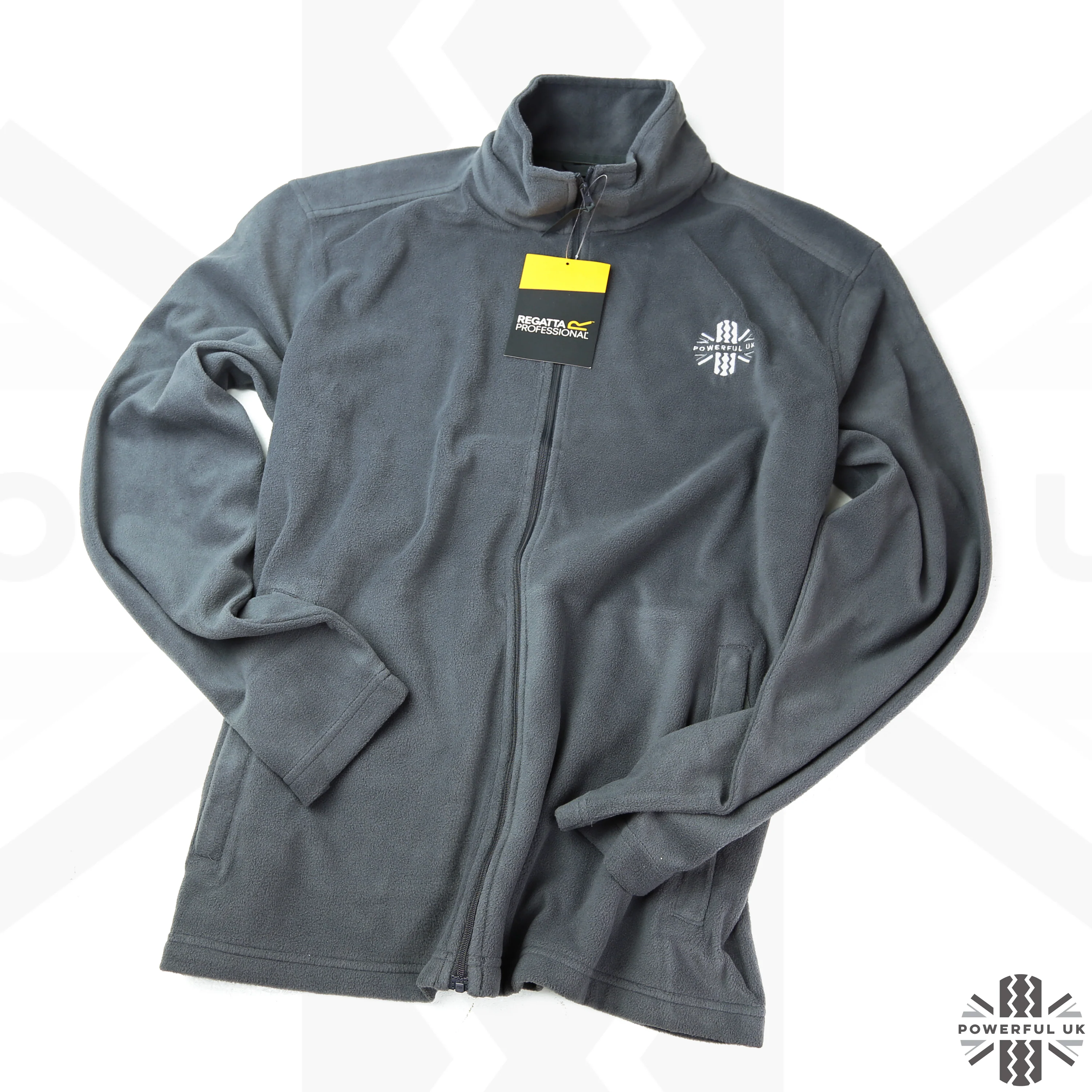 Embroidered Fleece Powerful UK Ltd "Merch" - Seal Grey - XXL - Image 5
