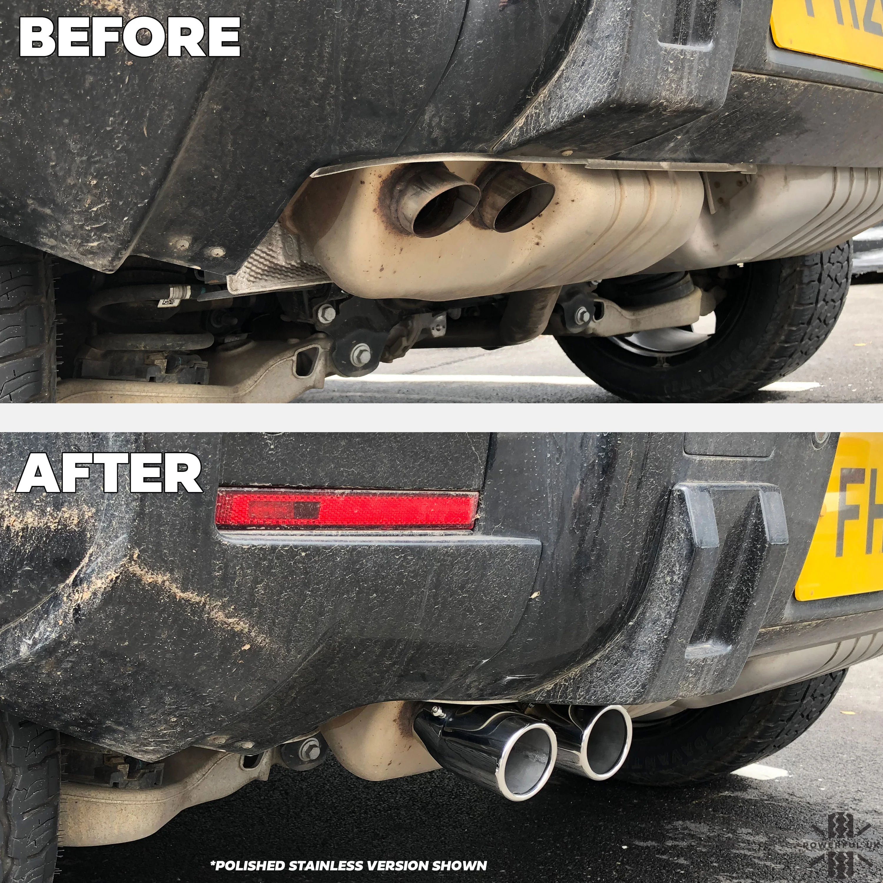Exhaust Tips for Land Rover Defender L663 (for 55mm exhaust) - Cerakote Glacier Black (for PETROL) - Image 3