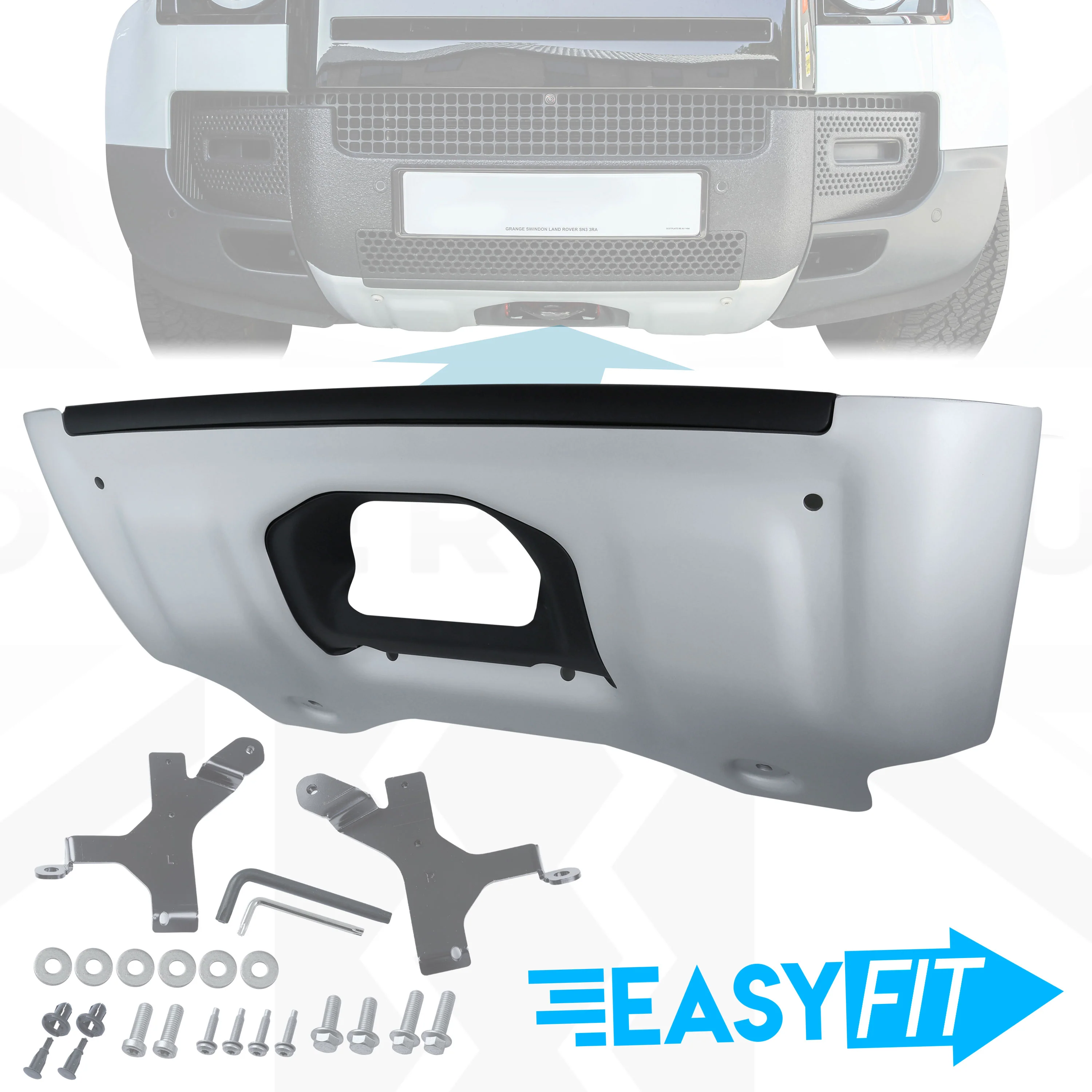 Front Aluminium Skid Plate (Aftermarket - Easy-Fit) for Land Rover Defender L663 - Silver - Image 12