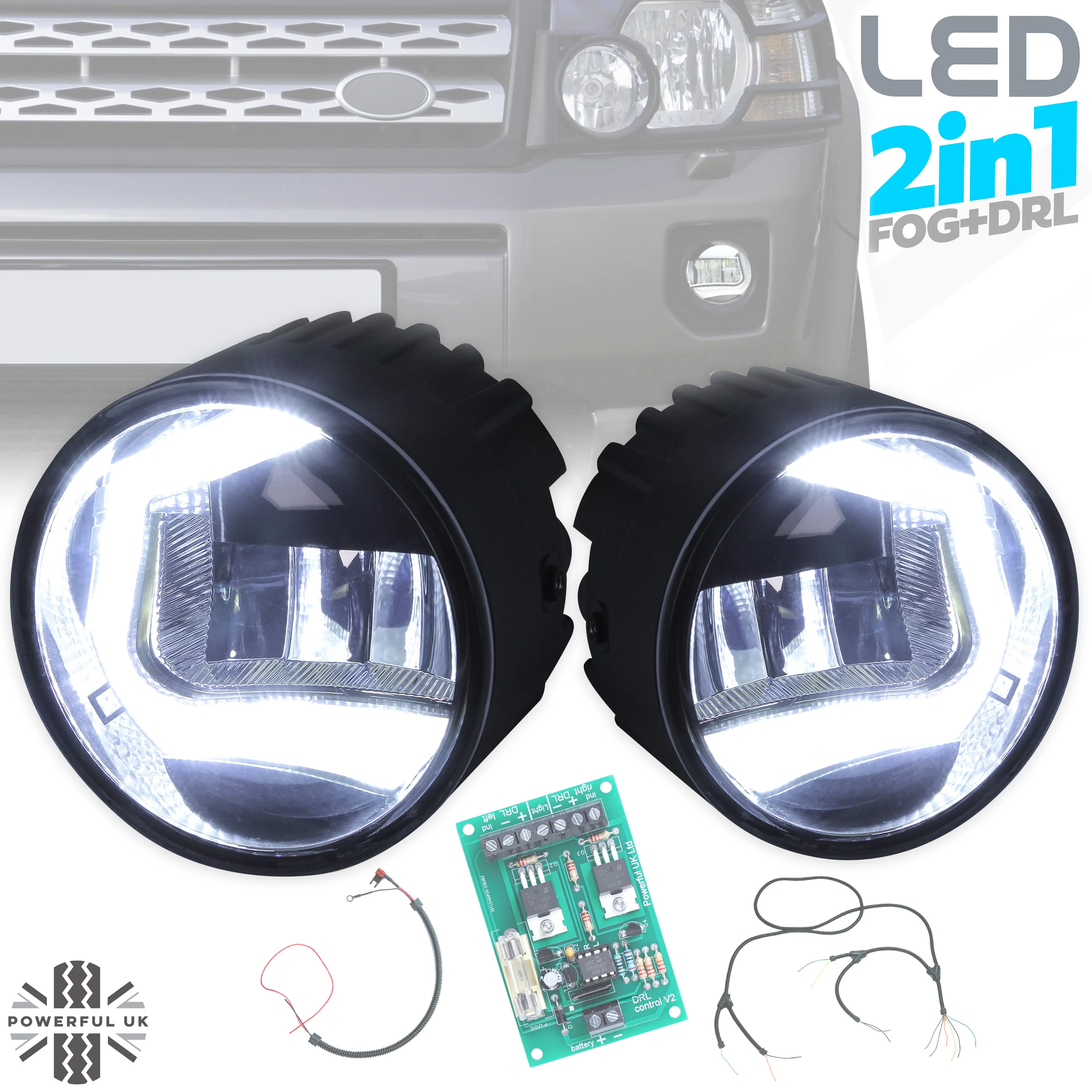 Front Fog & DRL 2 in 1 LED lamps for Land Rover Freelander 2 with DRL Controller Kit - Image 11