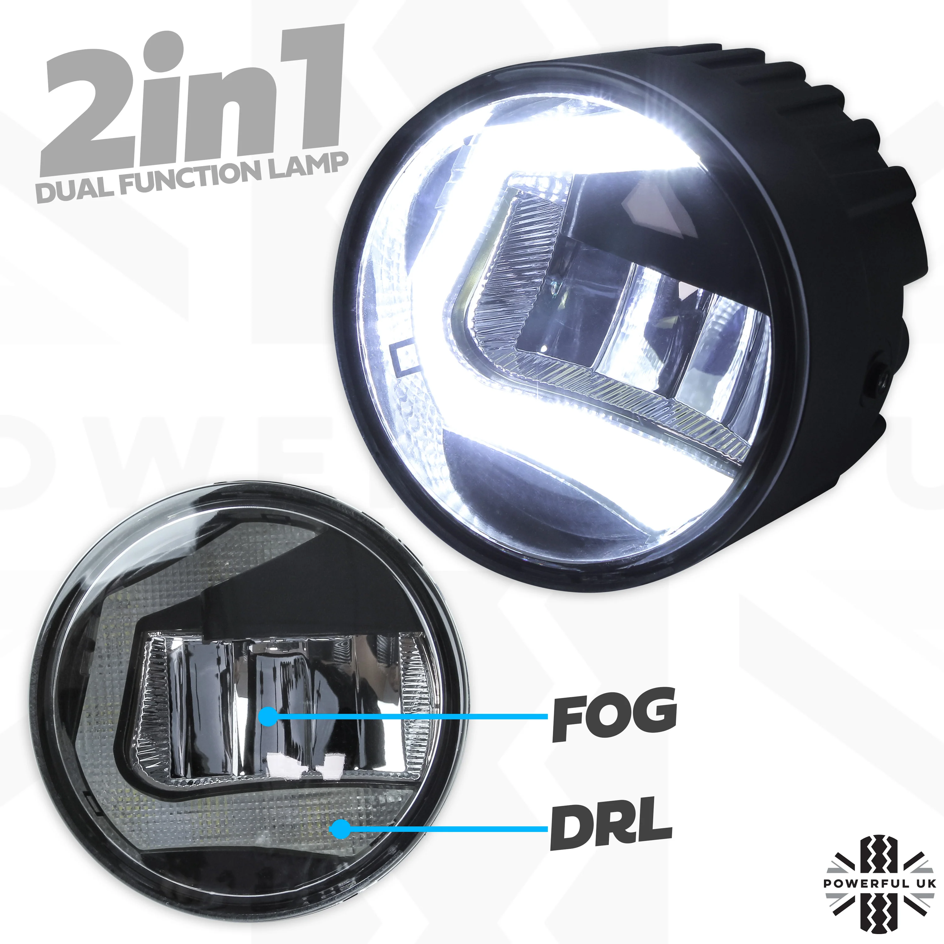 Front Fog & DRL 2 in 1 LED lamps for Land Rover Freelander 2 with DRL Controller Kit - Image 2