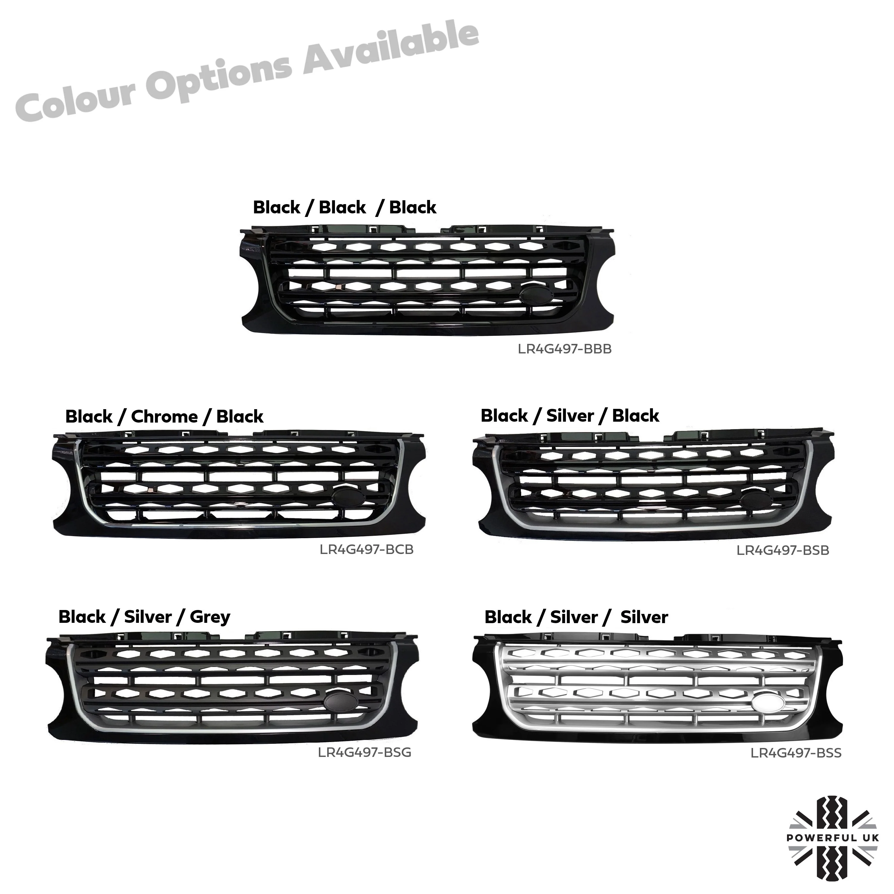 Front Grille "facelift look" - Black / Silver Black - for early Land Rover Discovery 4 - Image 4