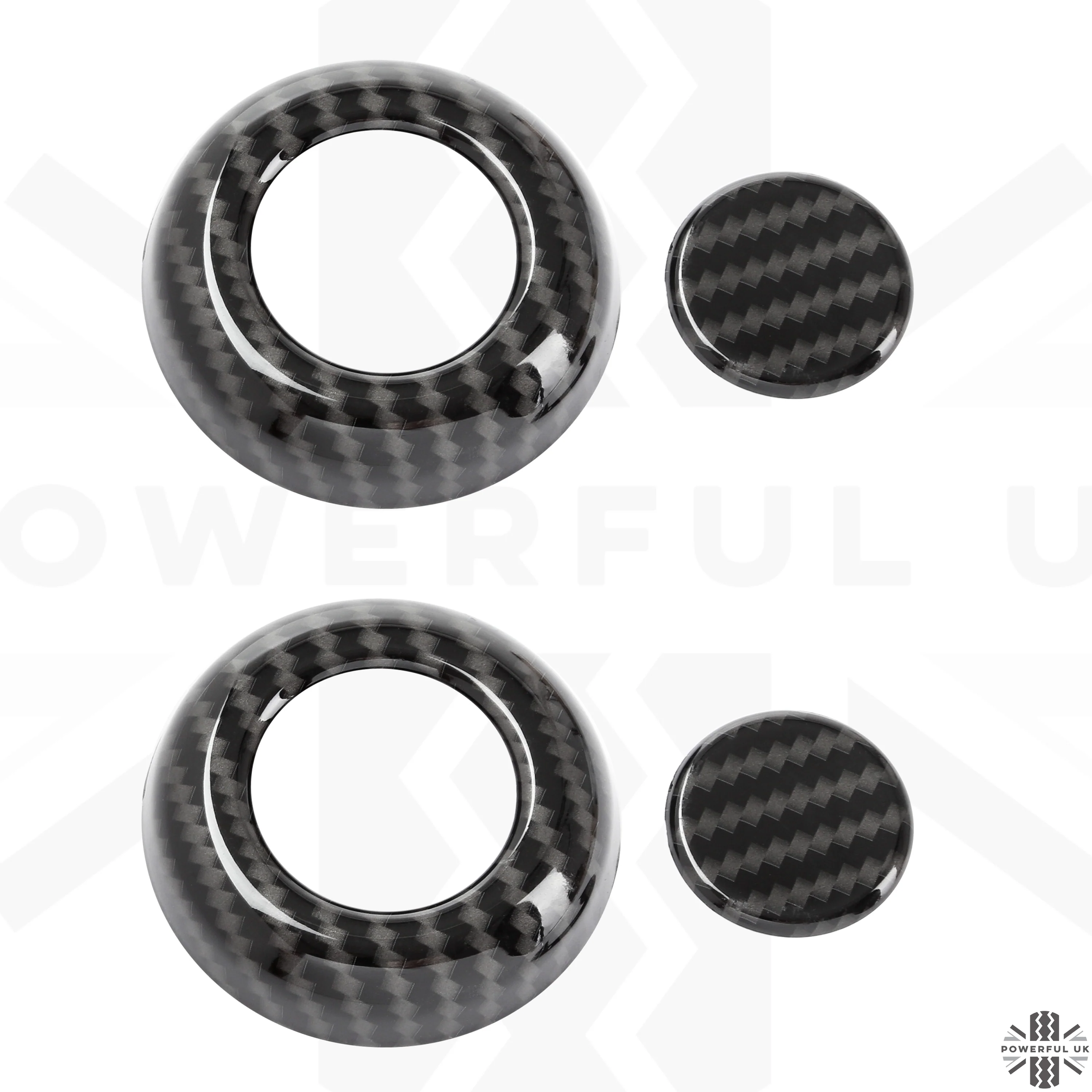 Front Seat Headrest Button Covers for Land Rover Defender L663 - LARGE TYPE - Carbon Fibre - Image 2