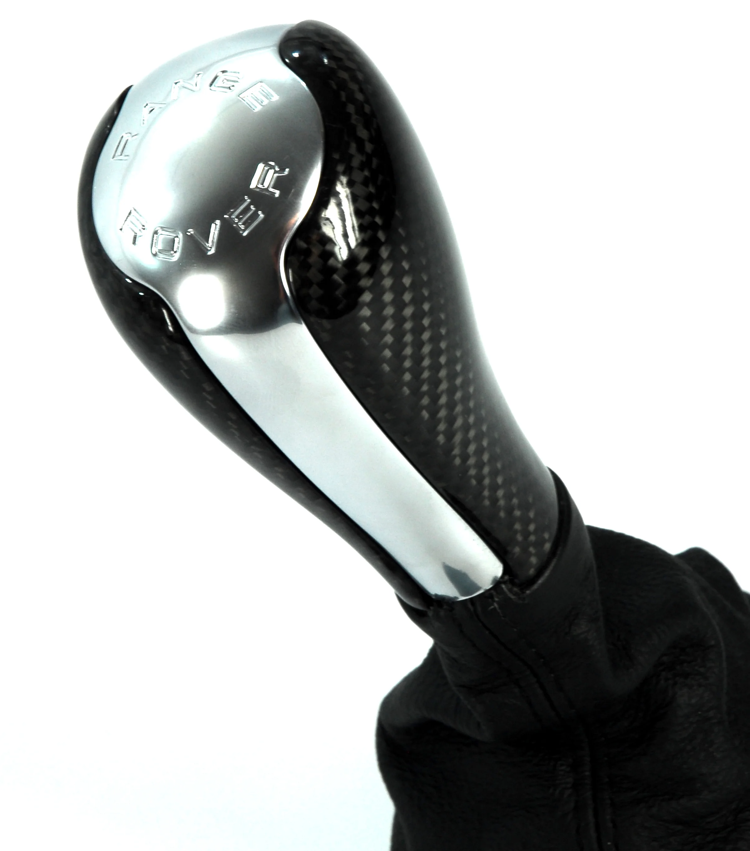 Gear Knob for Range Rover L322 - Black Carbon + Chrome Insert - Image 4