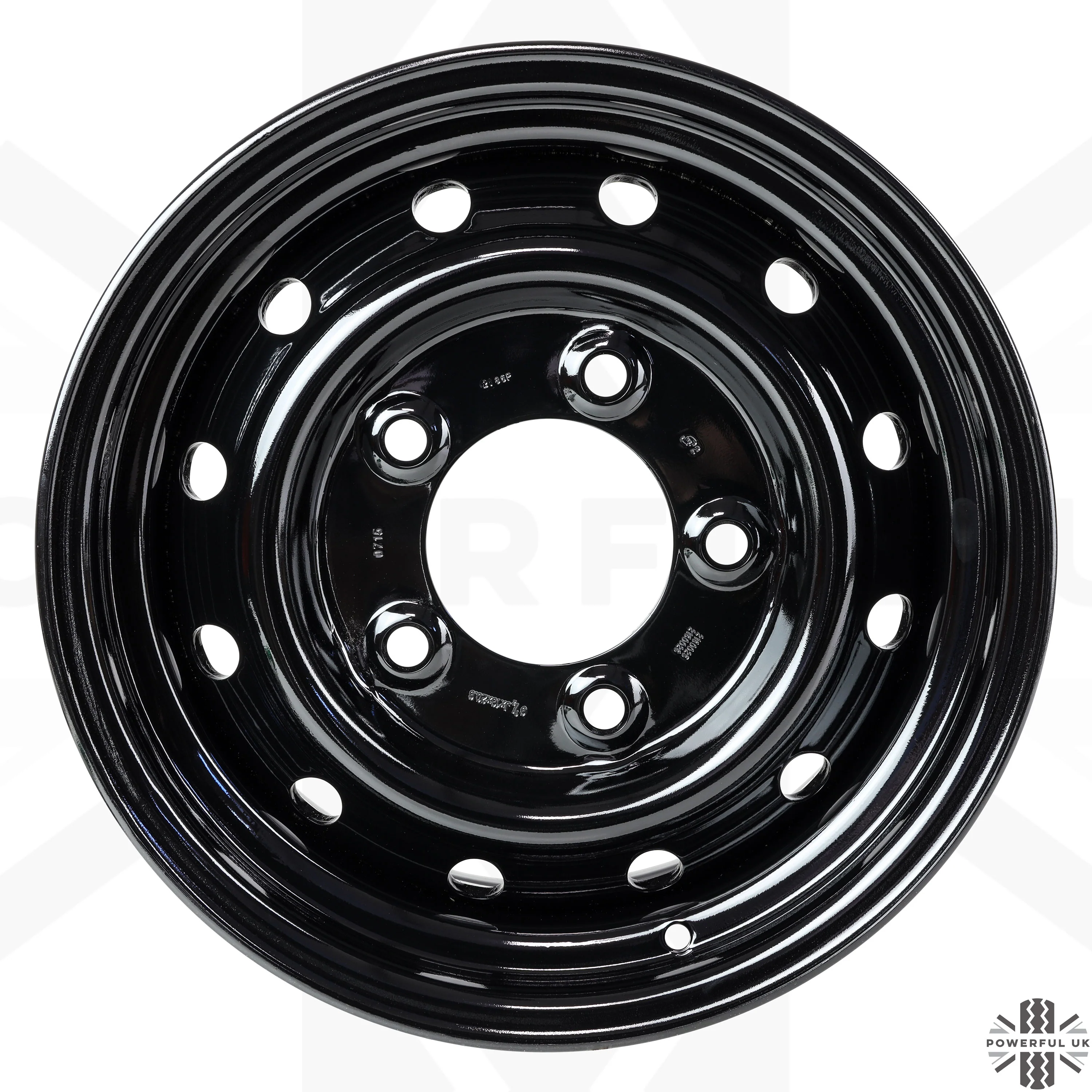 Genuine 16" Steel Wheel - Gloss Black - for Classic Land Rover Defender Heritage - Image 5