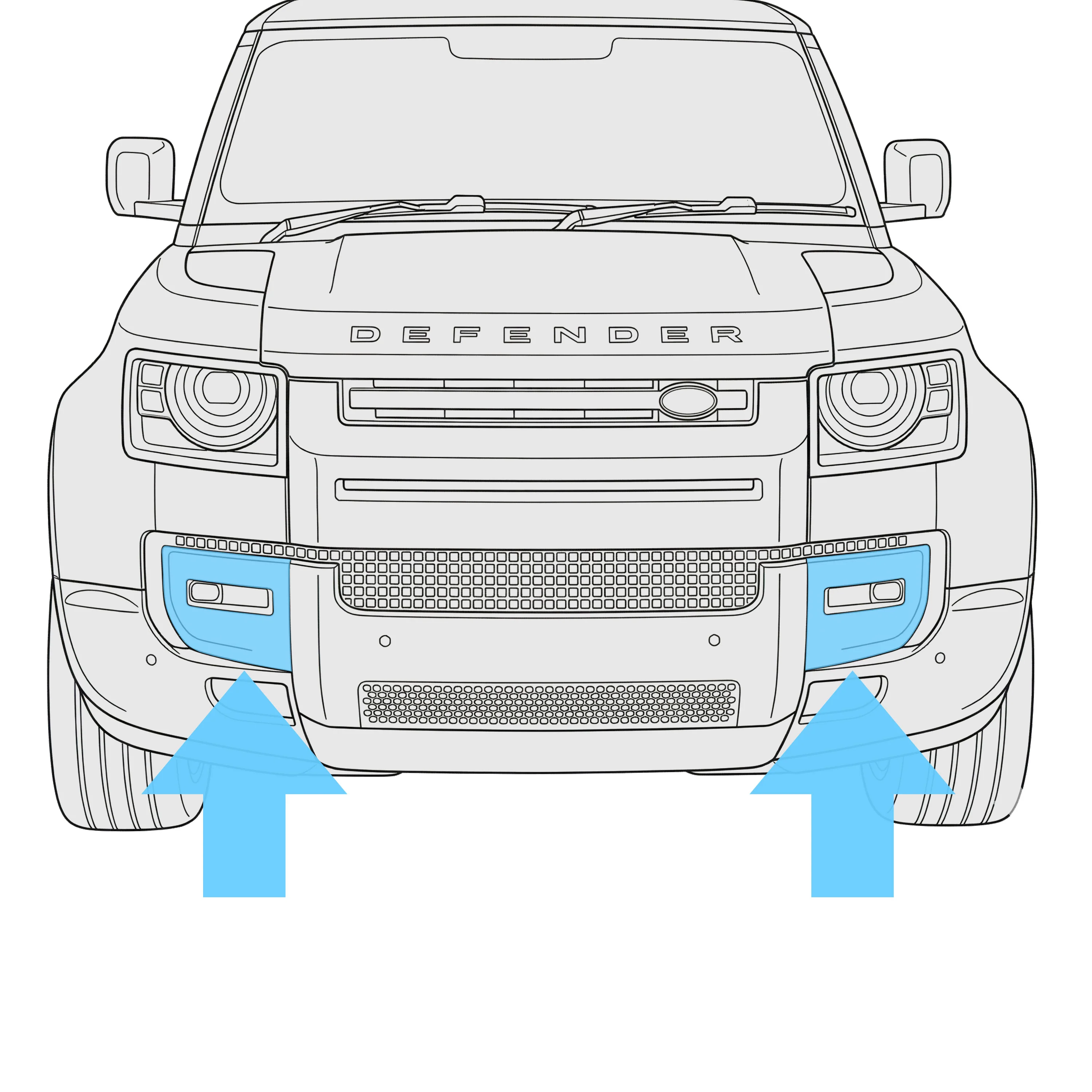 Genuine 2026MY Fog Lamp Surround Grille for Land Rover Defender L663 - Primer - PAIR - Image 2