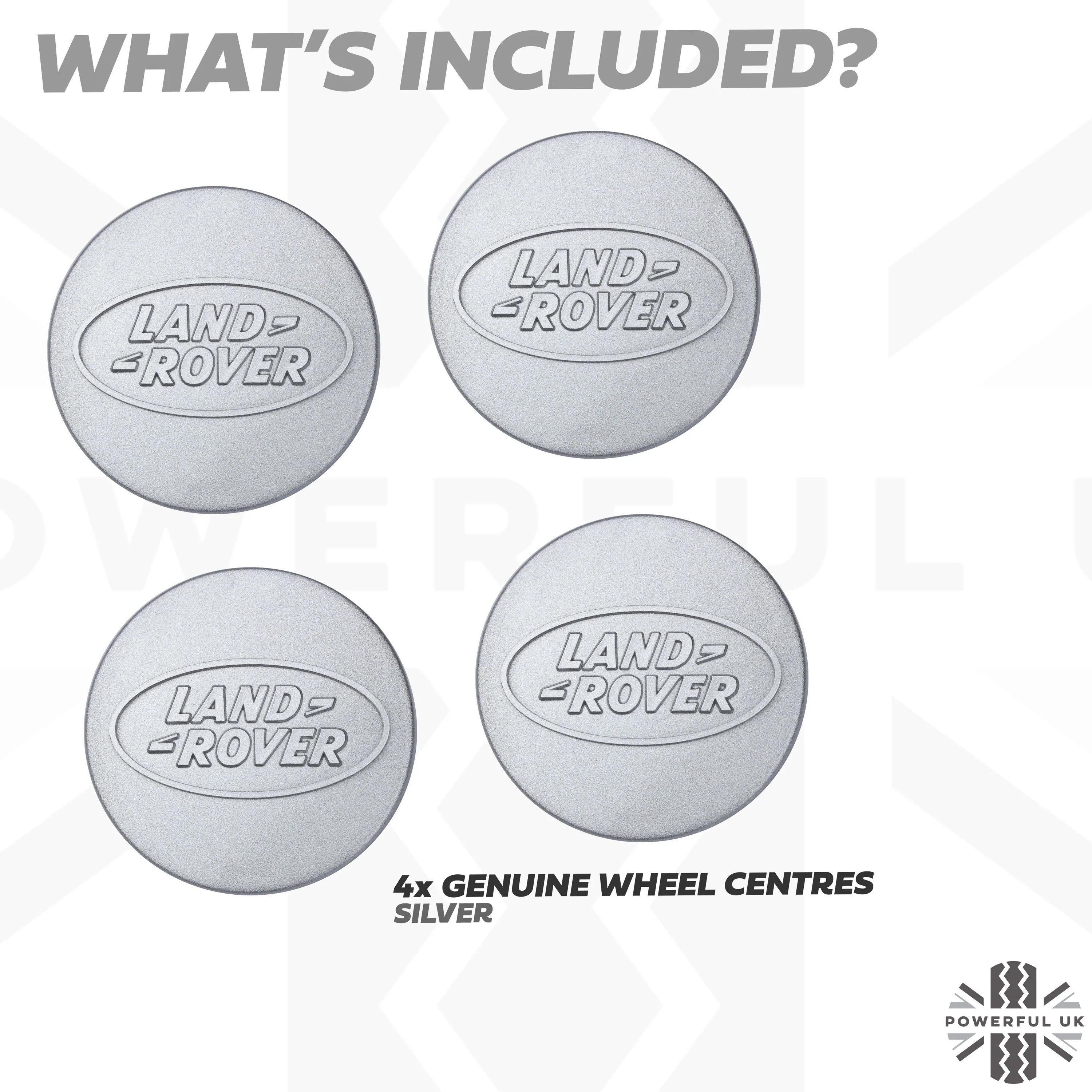 Genuine 4x Alloy Wheel Centre Caps for Land Rover Discovery 1 - Silver - Image 3