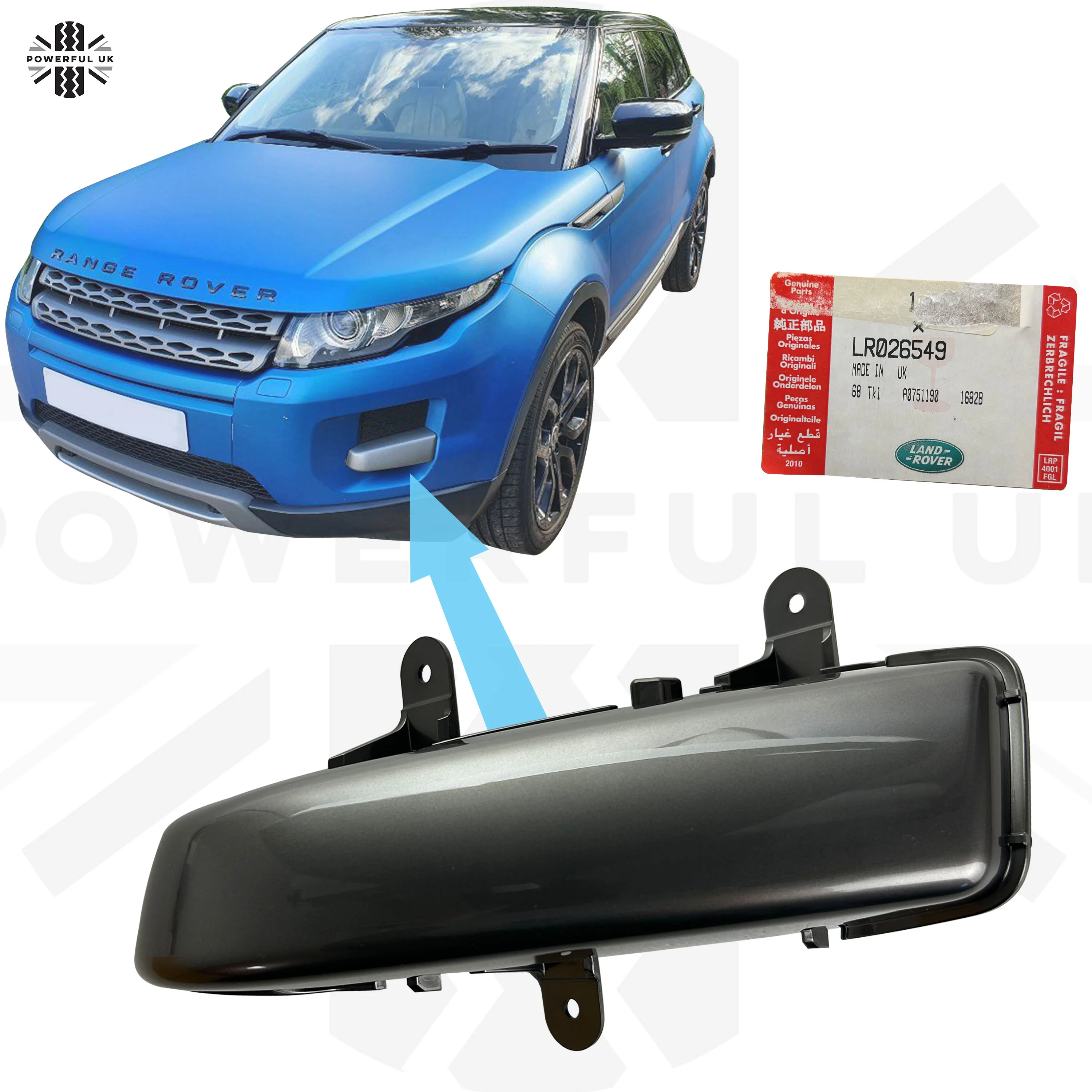 Genuine Dark Atlas Grey Fog Insert Blank for Range Rover Evoque - Left