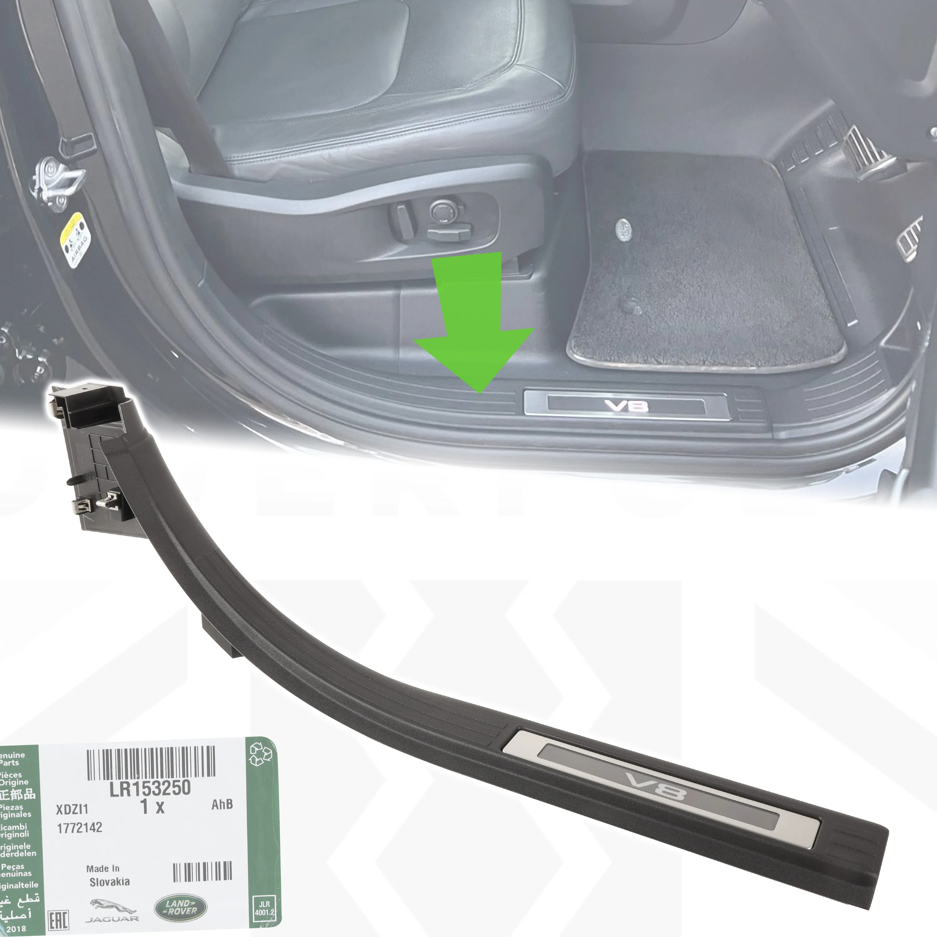 Genuine Illuminated V8 Scuff Plate for Land Rover Defender L663 (110/130) - Right