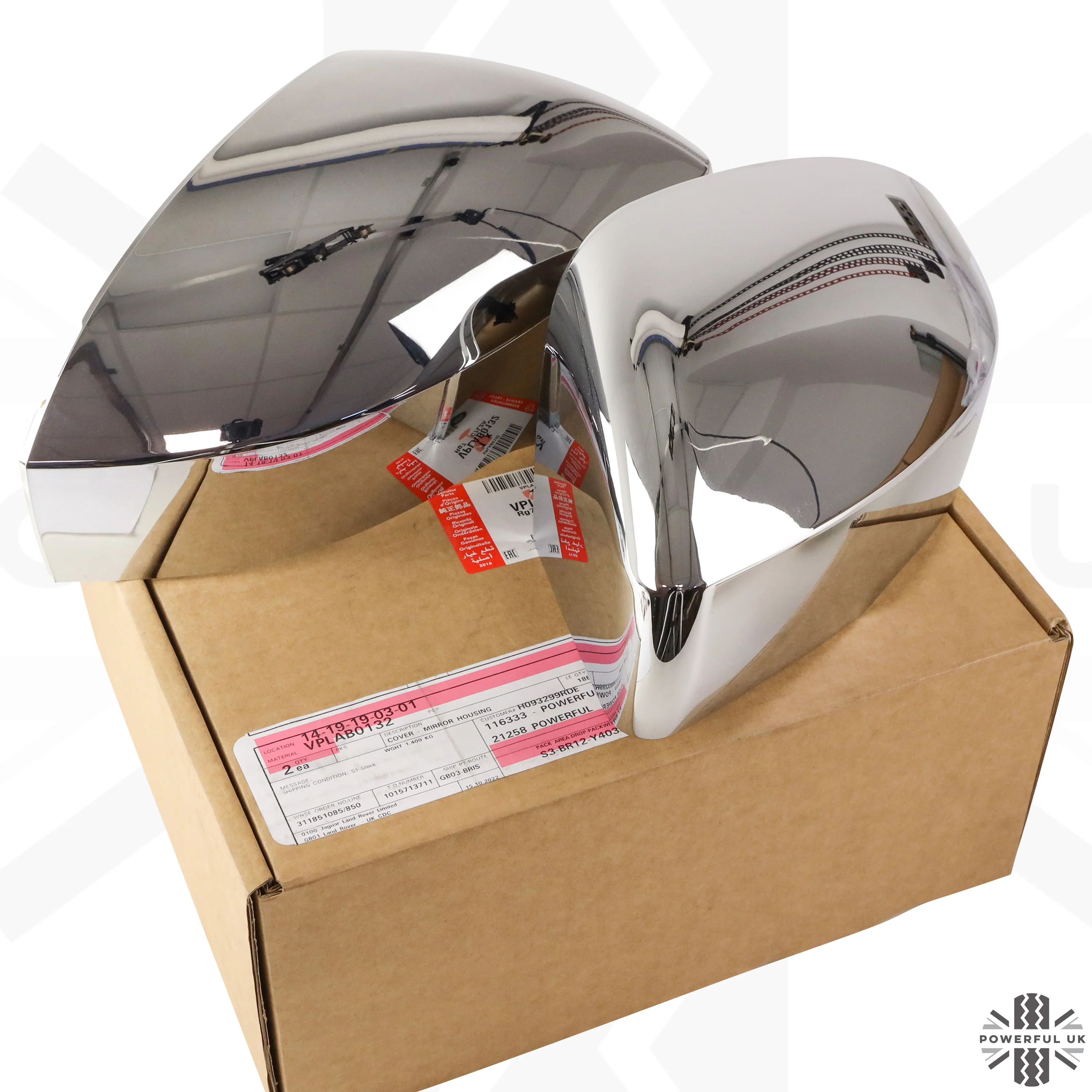 Genuine Mirror Covers - Top Half Caps for Range Rover L405  - Chrome - Image 2