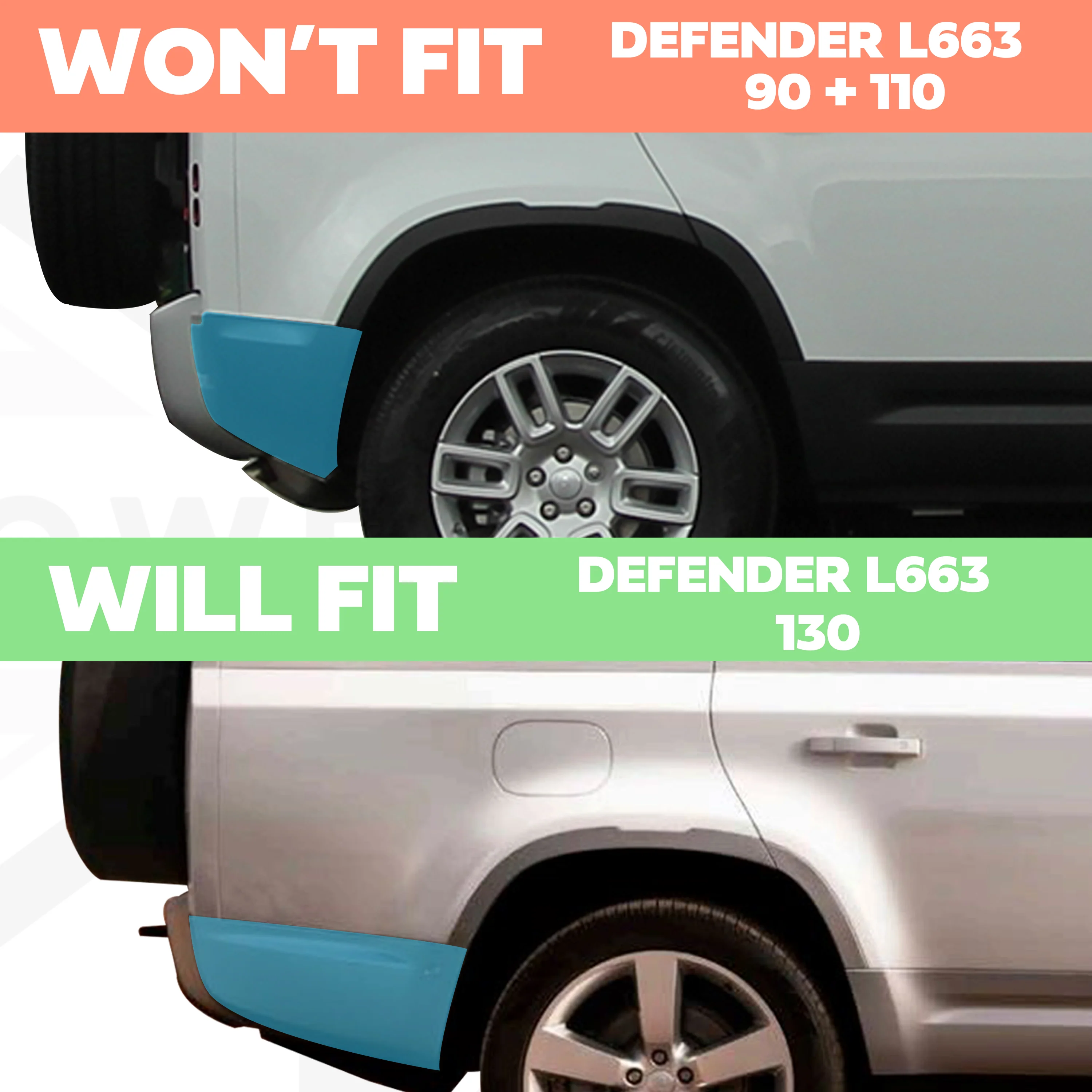 Genuine Rear Bumper Corner for Land Rover Defender L663 130 in Primer - LEFT - Image 6