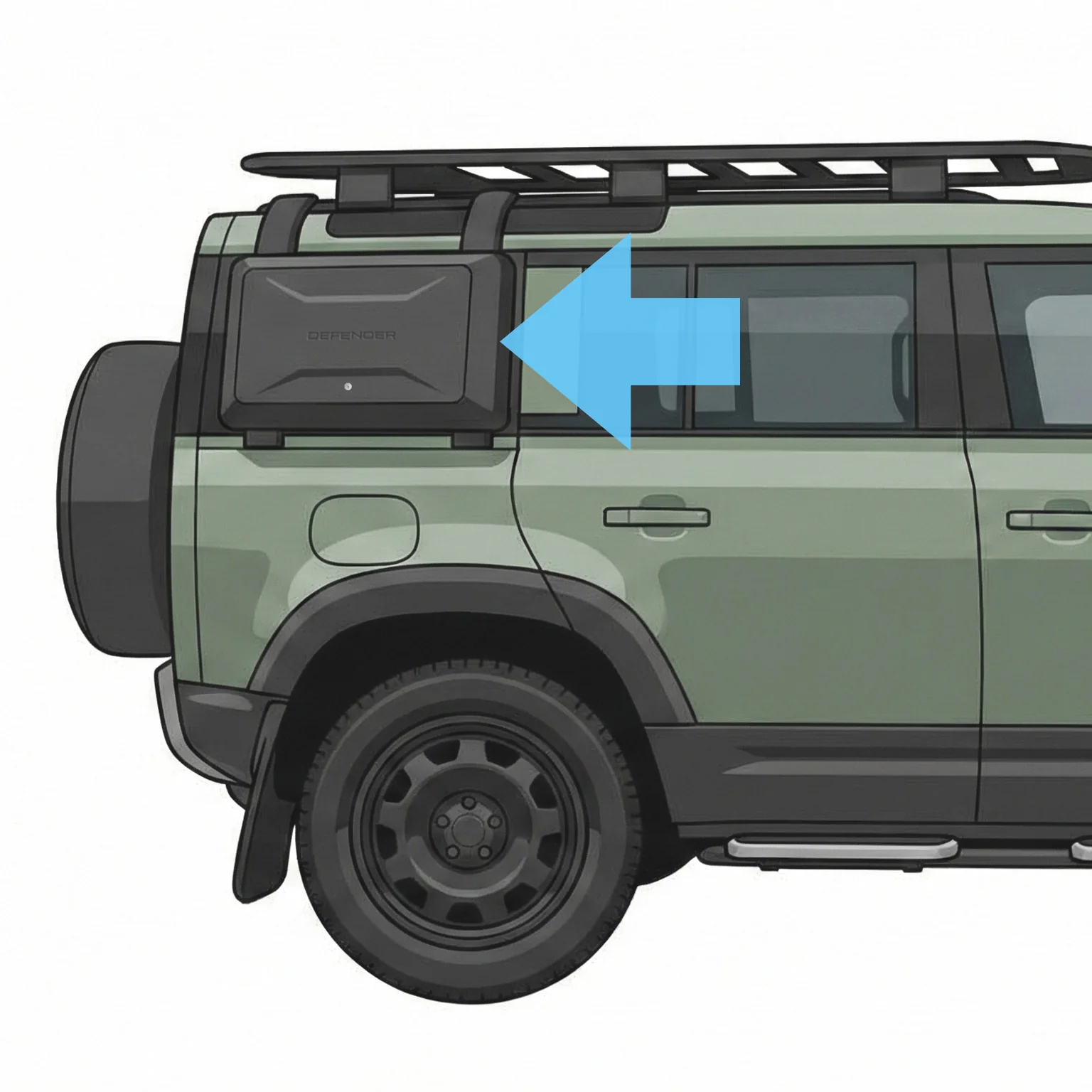 Genuine Side Mounted Box in Gloss Black for Land Rover Defender L663 - 90 & 110 - Image 2