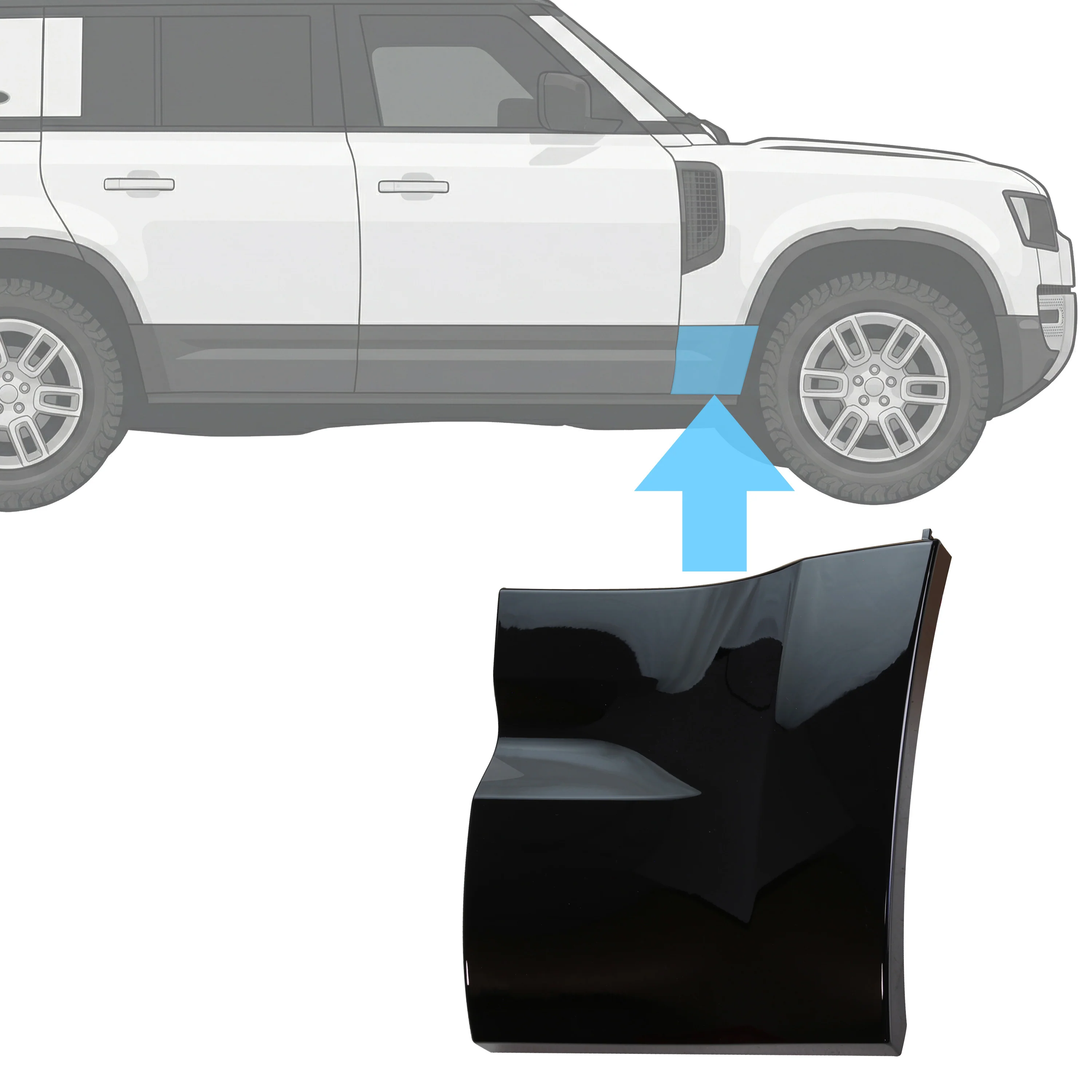 Gloss Black Lower Door Moulding for Land Rover Defender L663 - L1