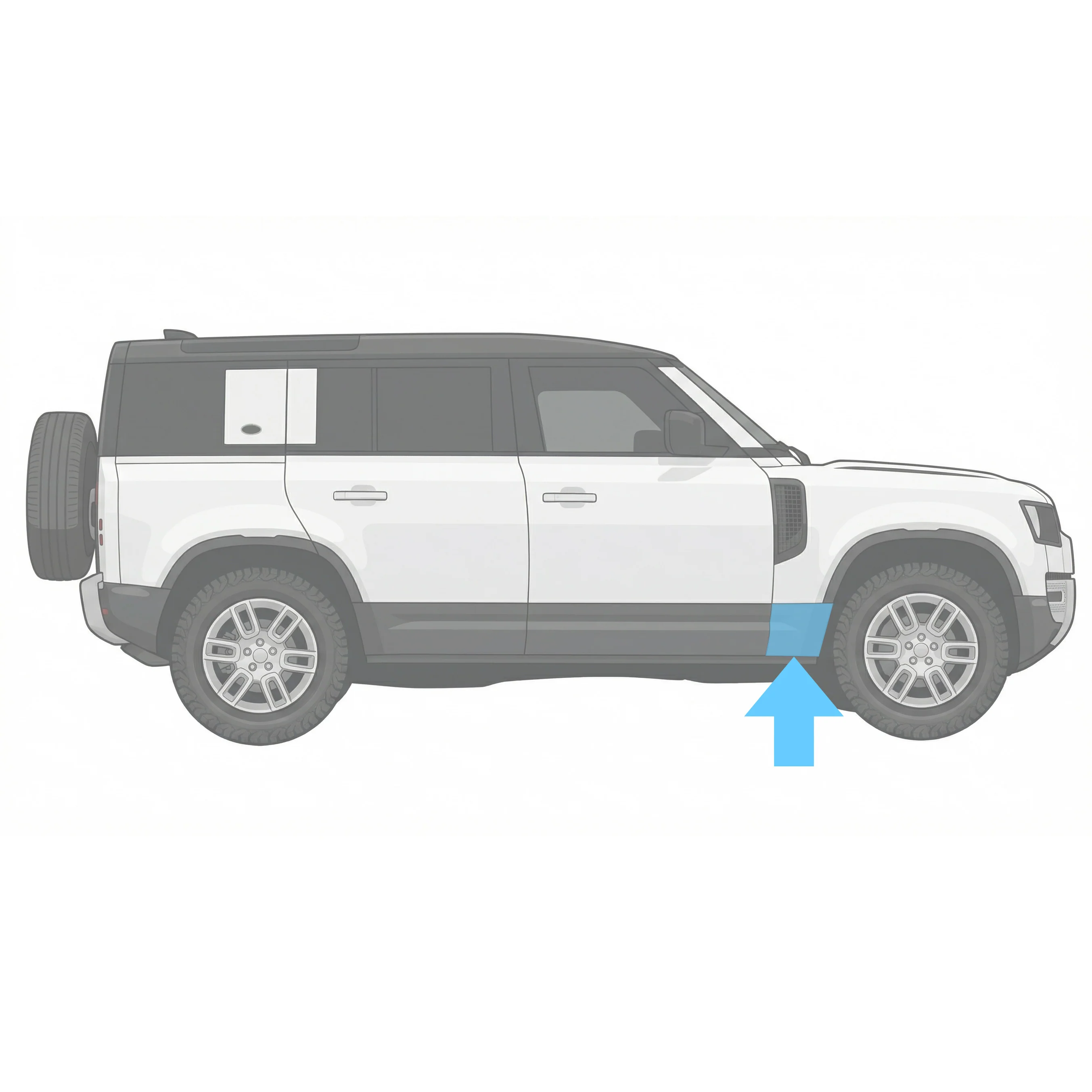 Gloss Black Lower Door Moulding for Land Rover Defender L663 - L1 - Image 3