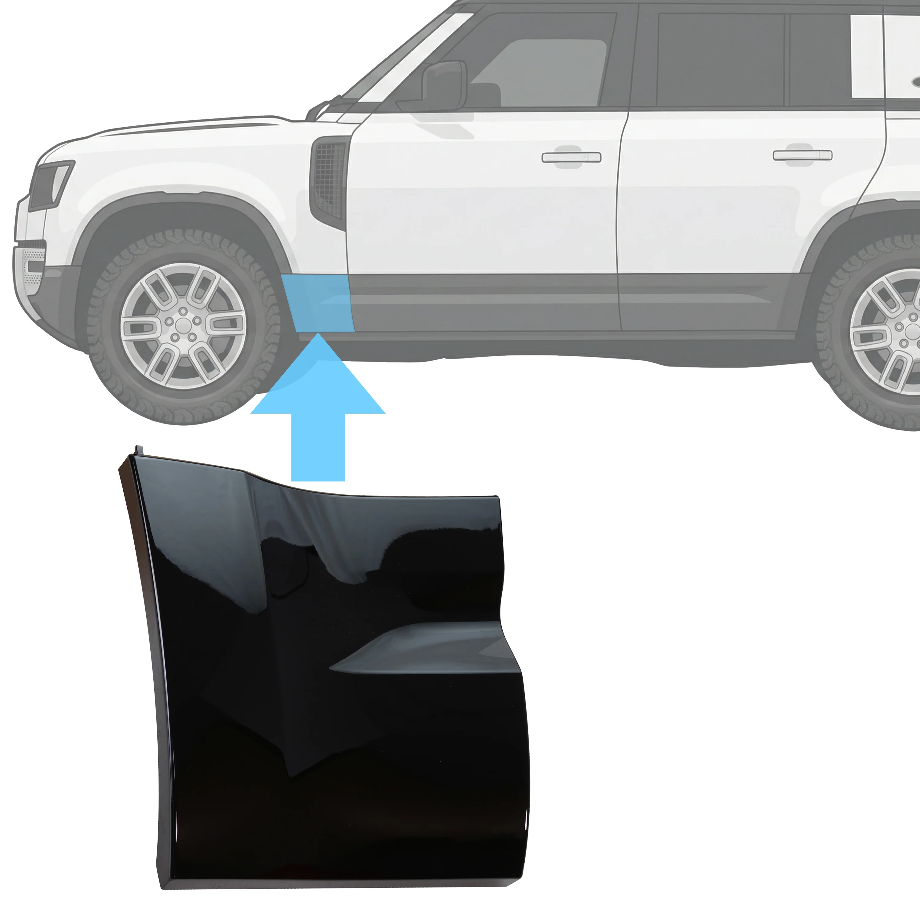 Gloss Black Lower Door Moulding for Land Rover Defender L663 - L1